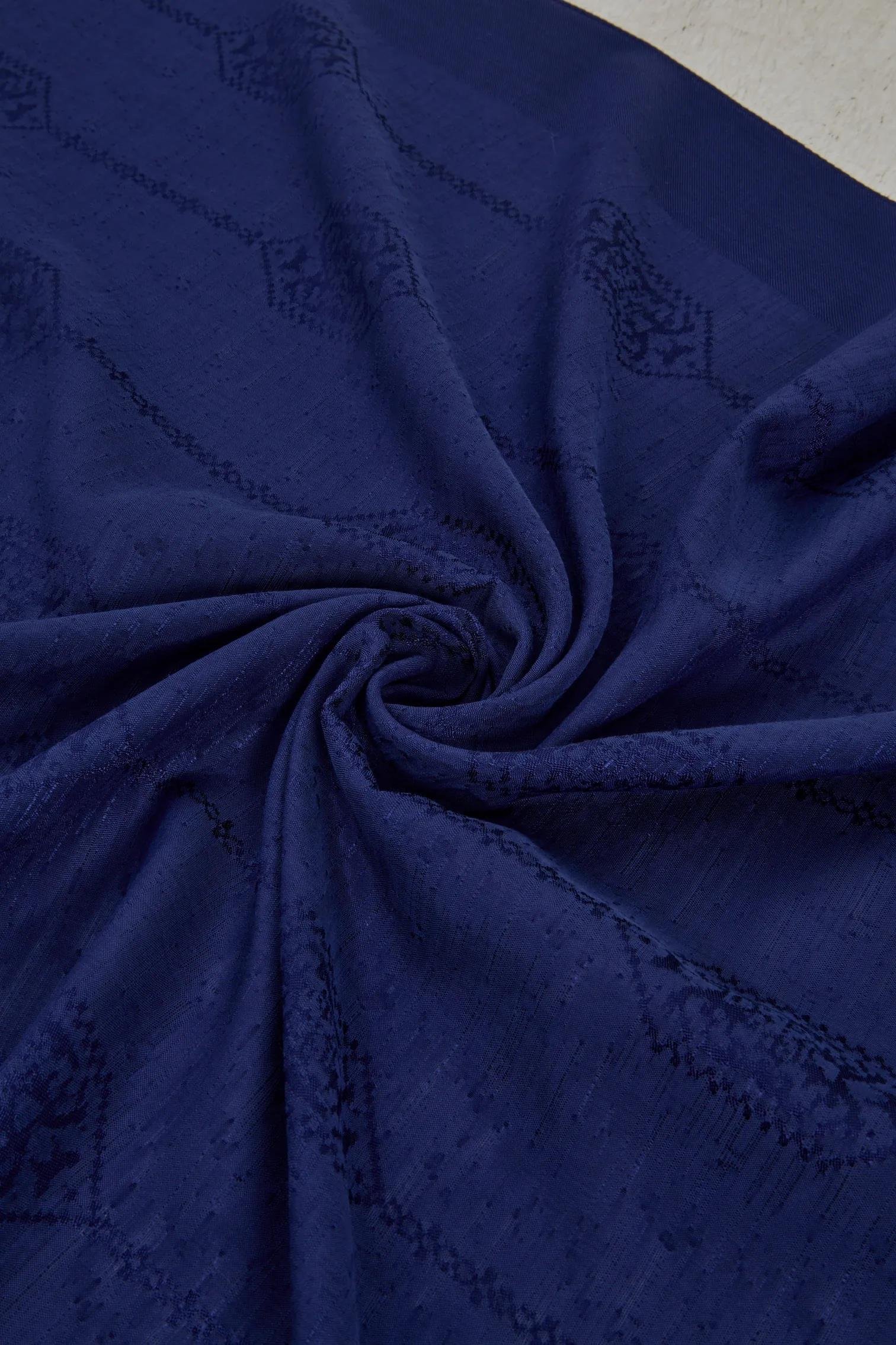 Valentino Orlandi Siena, Jakarlı Şal - Motif Desen - 02 - Gece Mavisi