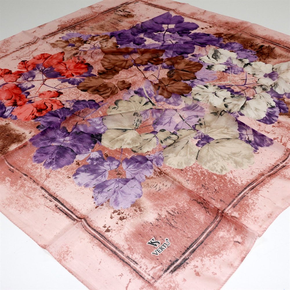 Vertu Çerçeveli Çiçek Desen Yazma - 05 Yavruağzı