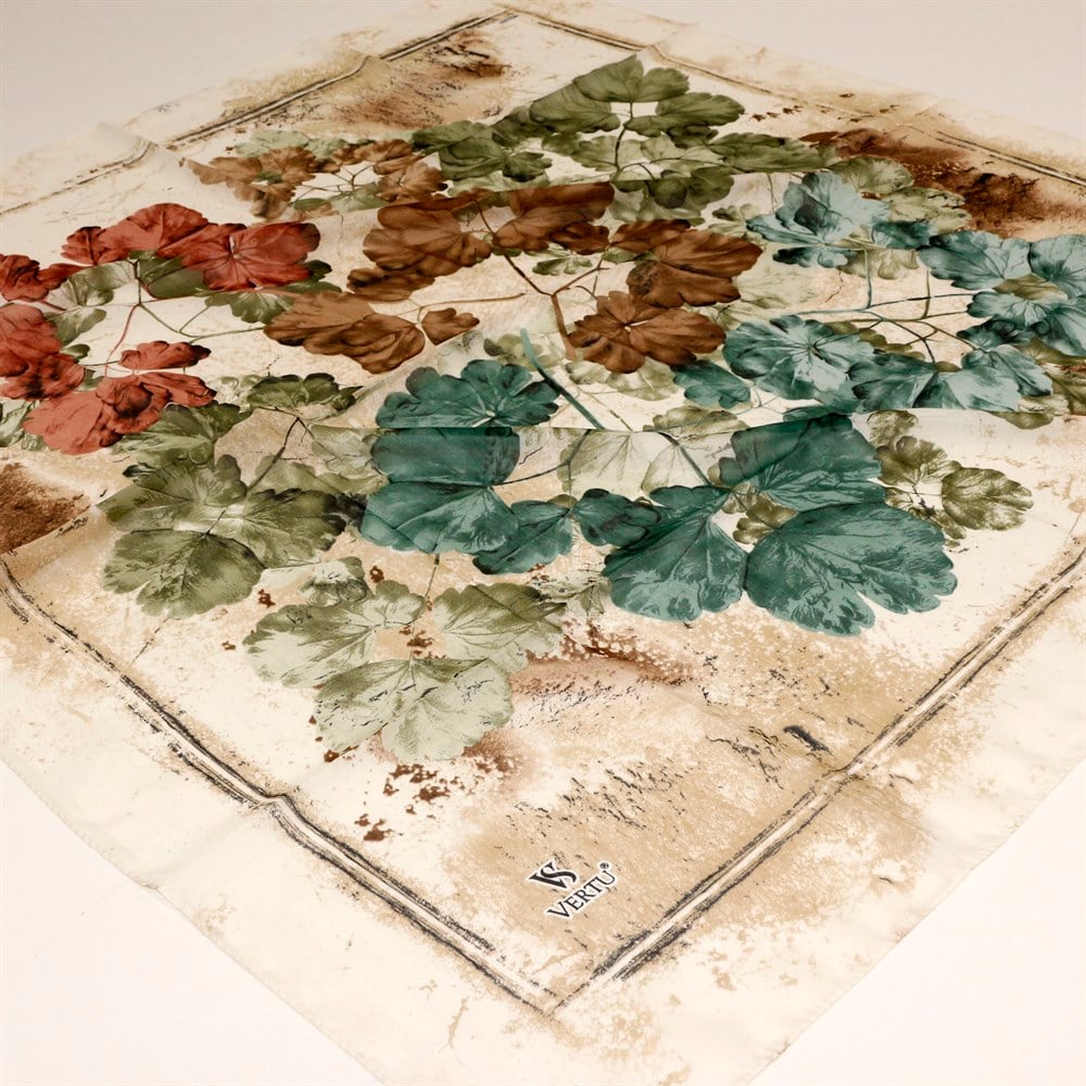 Vertu Çerçeveli Çiçek Desen Yazma - 14 Yeşil