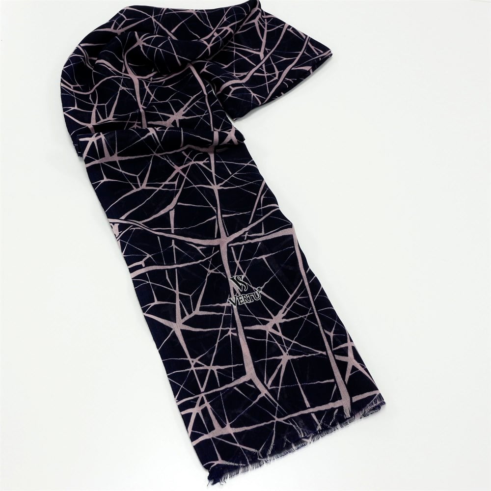 Vertu Geometrik Baskılı Şal - 25 Siyah, Mor