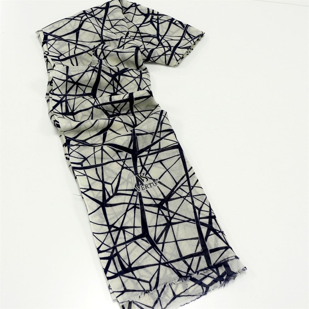 Vertu Geometrik Baskılı Şal - 344 Krem