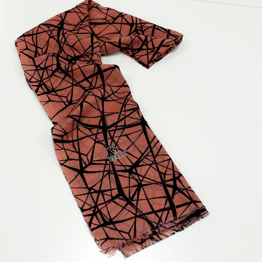 Vertu Geometrik Baskılı Şal - 372 Koyu Pembe