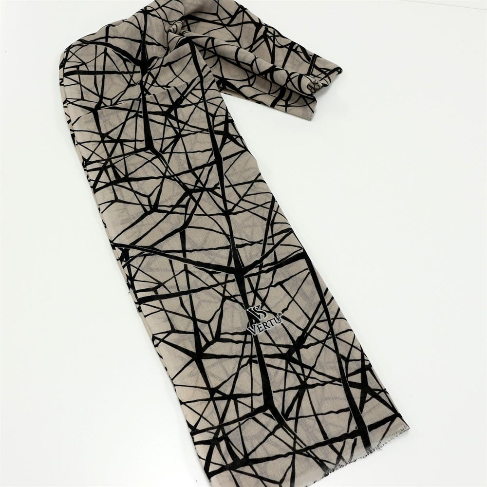 Vertu Geometrik Baskılı Şal - 38 Vizon
