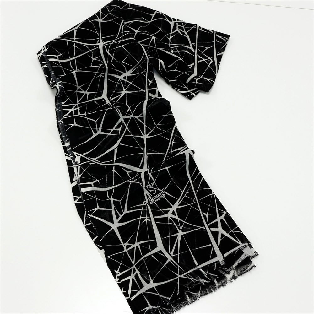 Vertu Geometrik Baskılı Şal - 422 Siyah