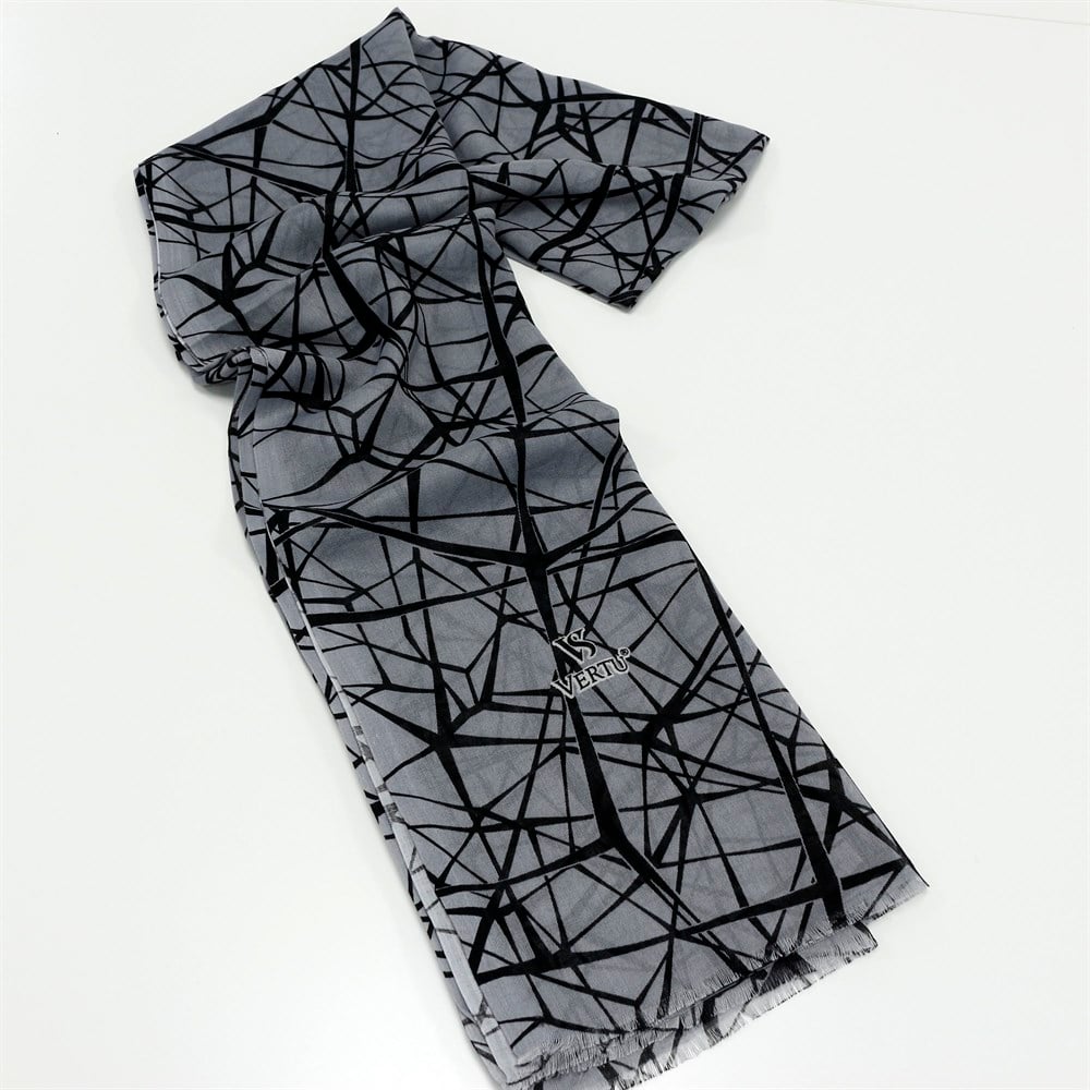 Vertu Geometrik Baskılı Şal - 44 Gri