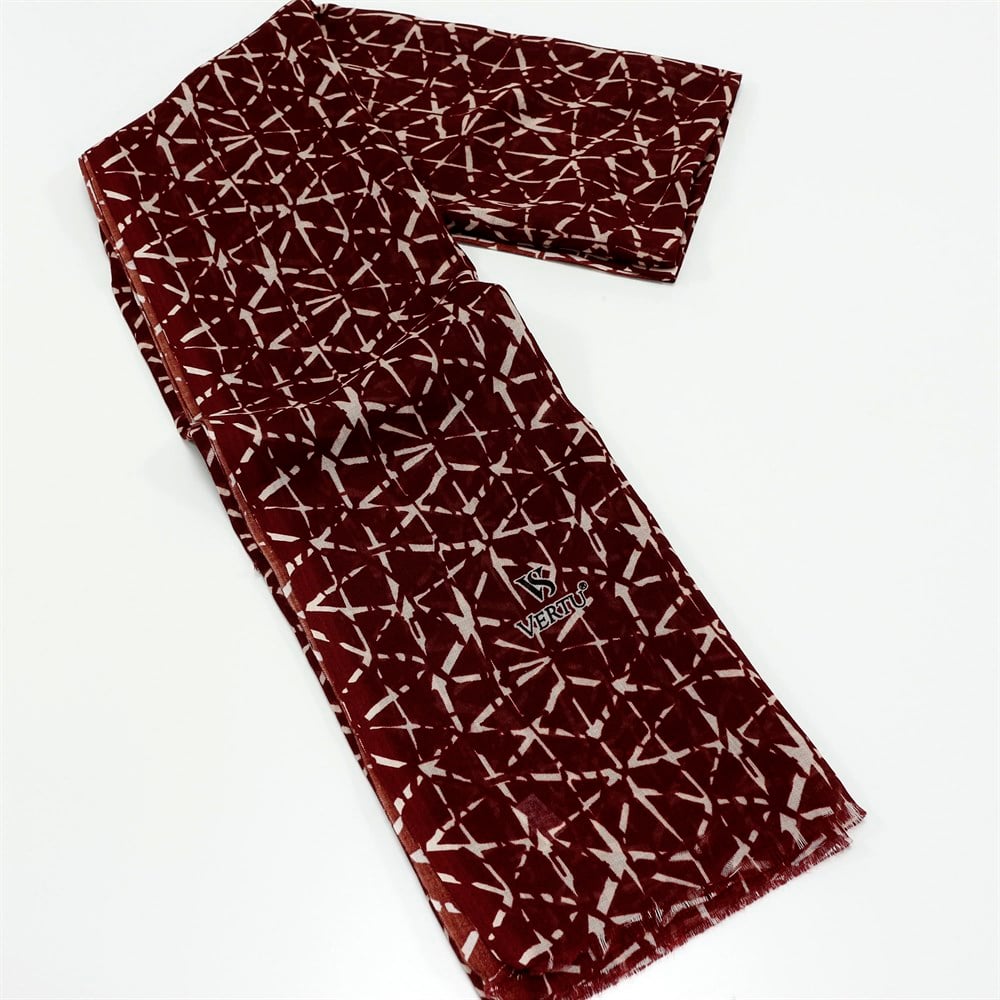 Vertu Karışık Çizgi Desen Baskılı Şal - 159 Bordo