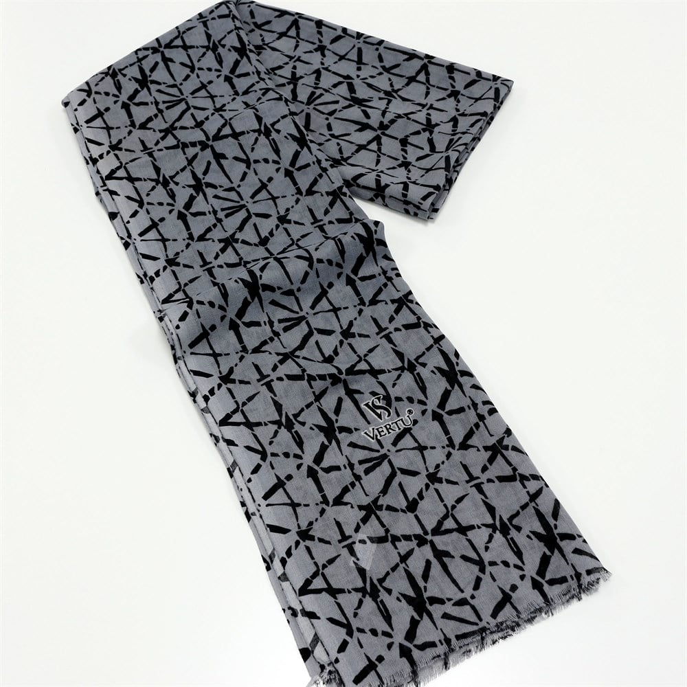 Vertu Karışık Çizgi Desen Baskılı Şal - 82 Gri