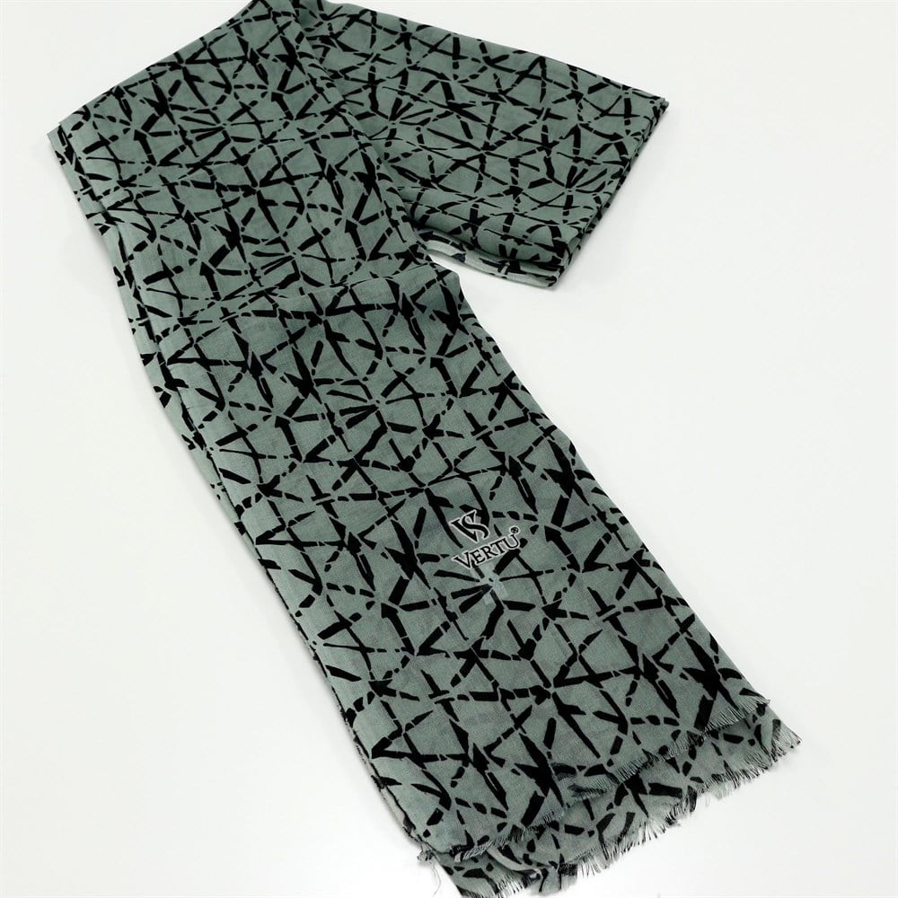 Vertu Karışık Çizgi Desen Baskılı Şal - 256 Yeşil