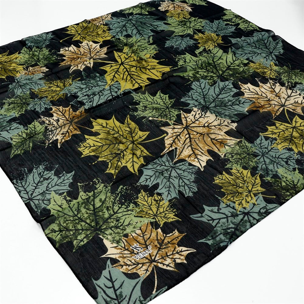 Vertu Yaprak Desenli Yazma - 04 Yeşil