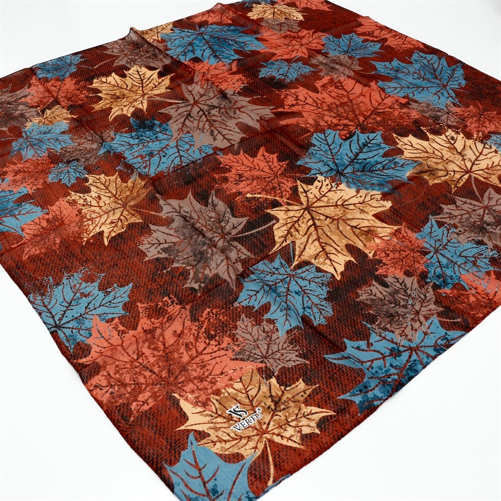 Vertu Yaprak Desenli Yazma - 05 Kiremit