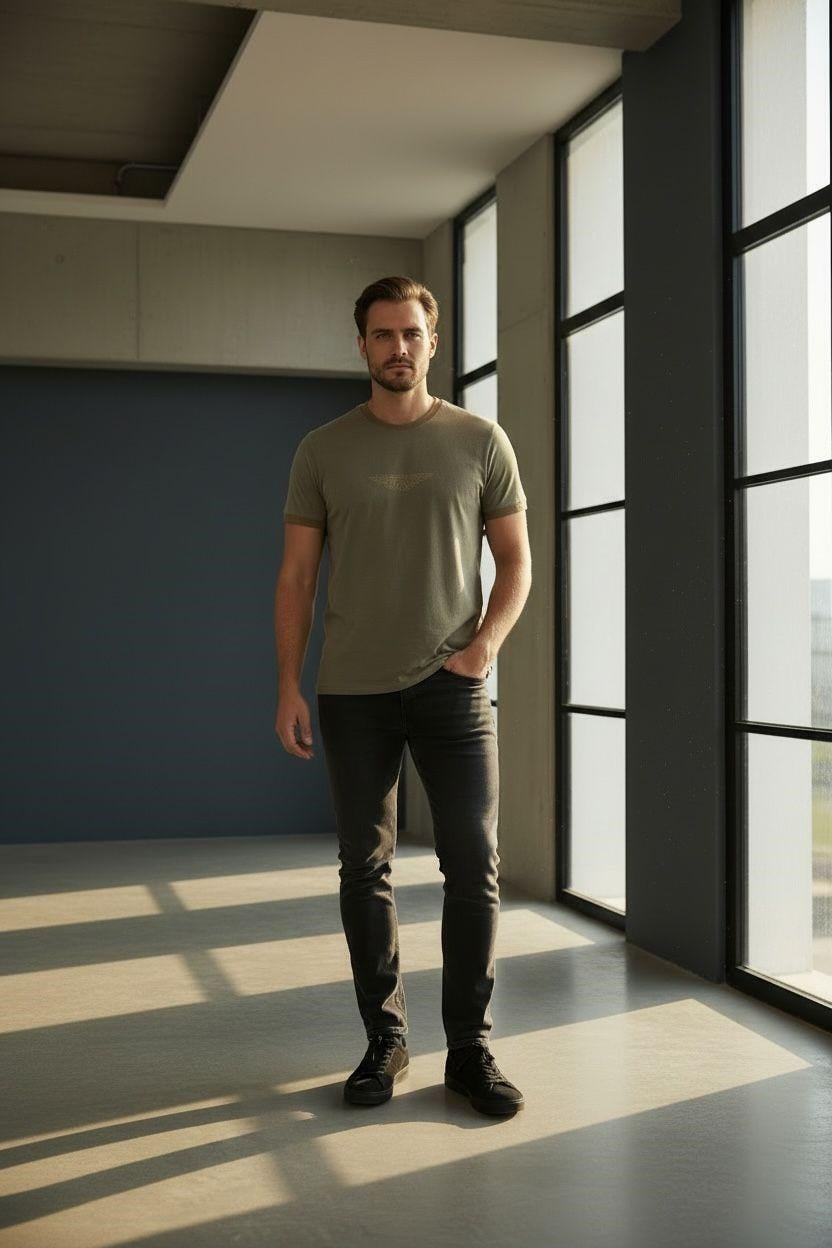 Erkek Baskılı Süprem Kumaş Basic Tişört Slim Fit Pamuklu Erkek T-Shirt Hardal-180