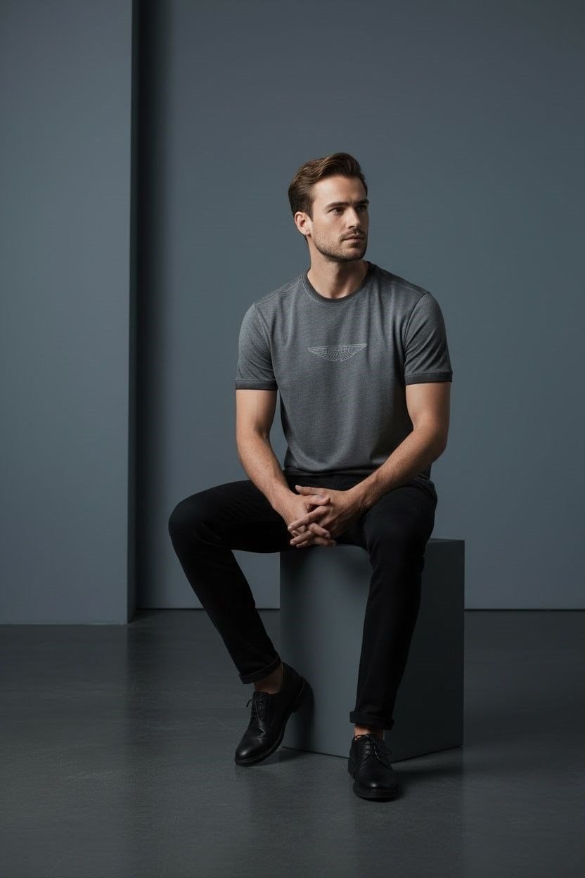 Erkek Baskılı Süprem Kumaş Basic Tişört Slim Fit Pamuklu Erkek T-Shirt Antrasit-180