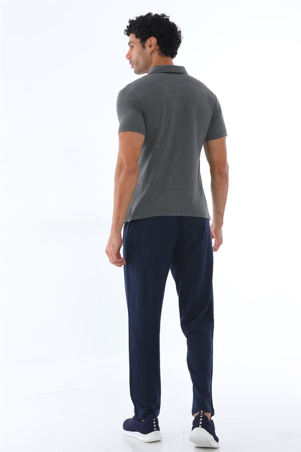Erkek Polo Yaka Pamuk Slim Fit Dar Kesim Kısa Kol Tişört Eşofman Takımı