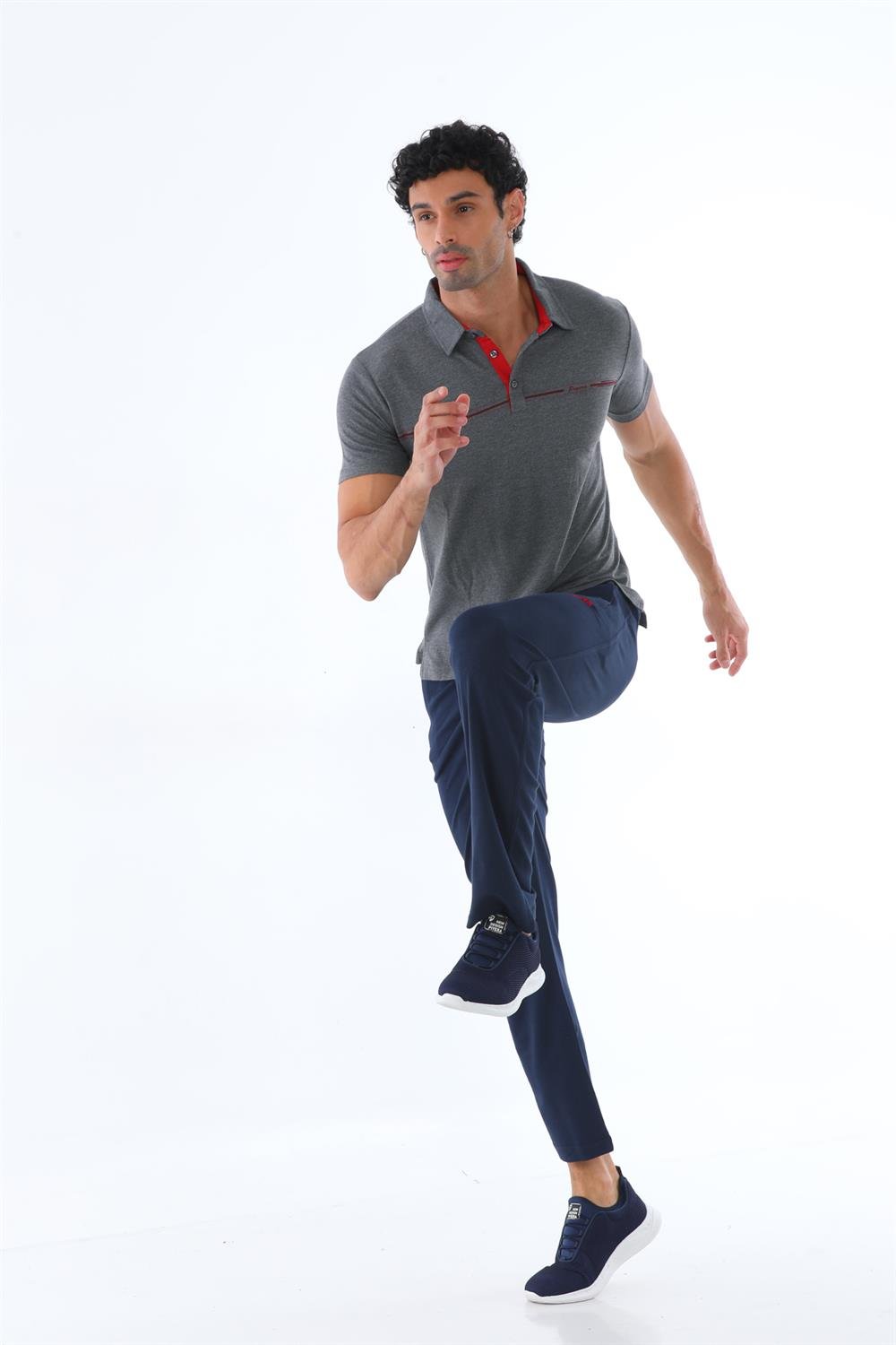 Erkek Polo Yaka Pamuk Slim Fit Dar Kesim Kısa Kol Tişört Eşofman Takımı