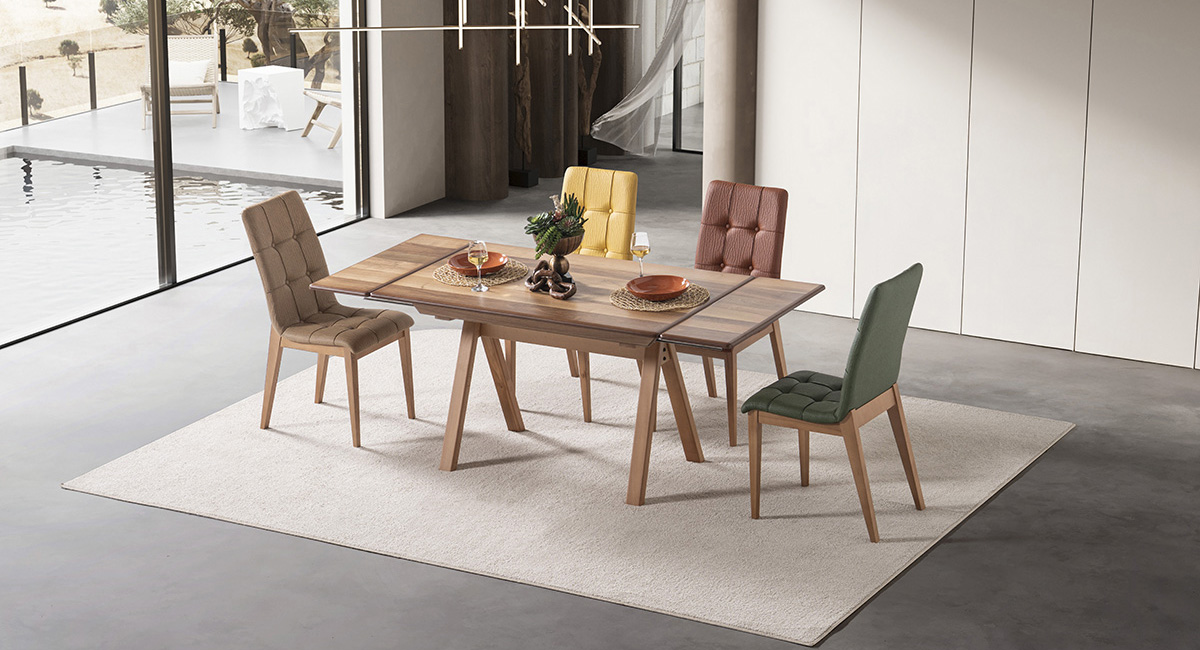 LUCCA CEVİZ MASA TAKIMI