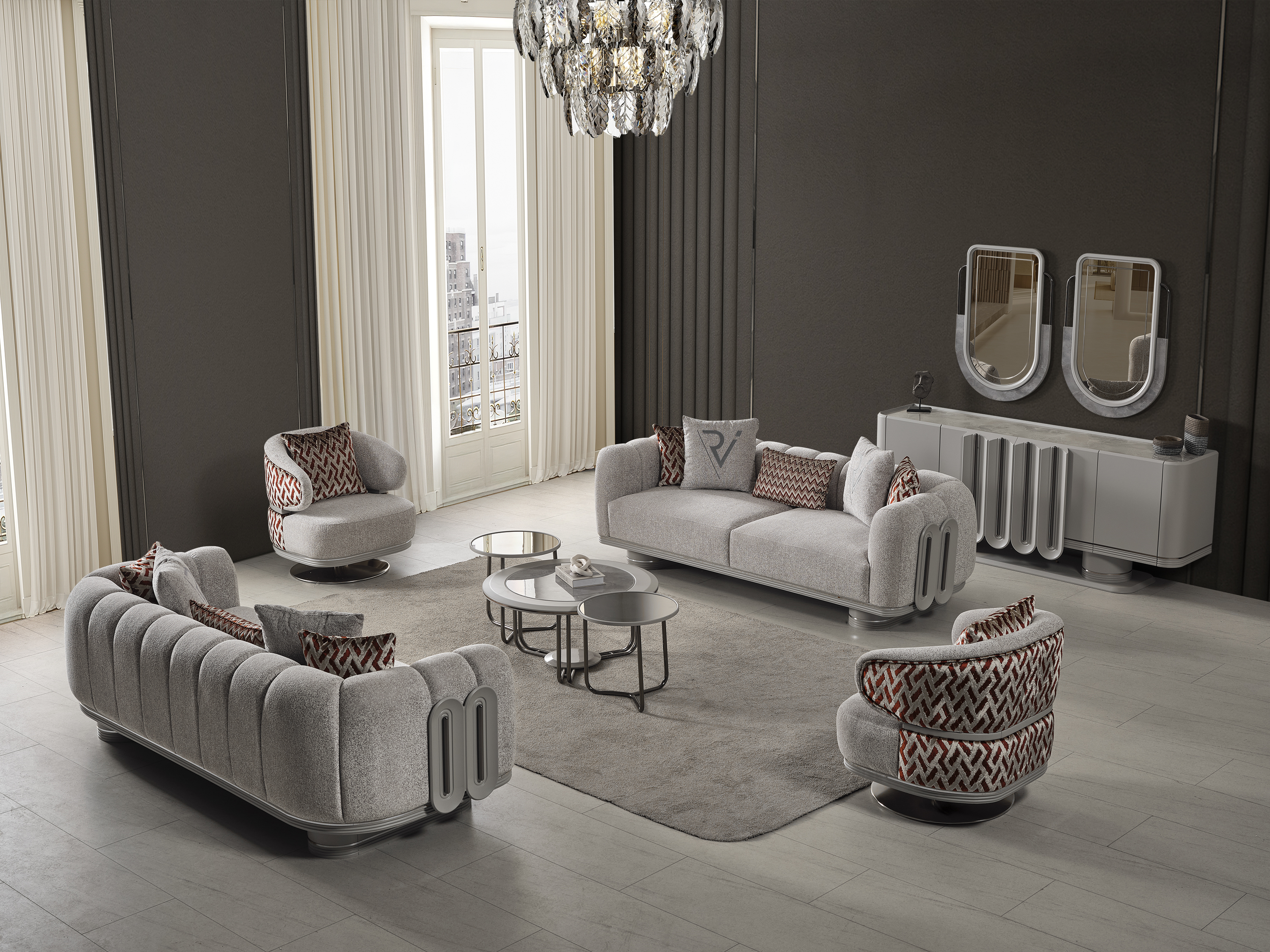 PRADA SİS GRİ KOLTUK TAKIMI