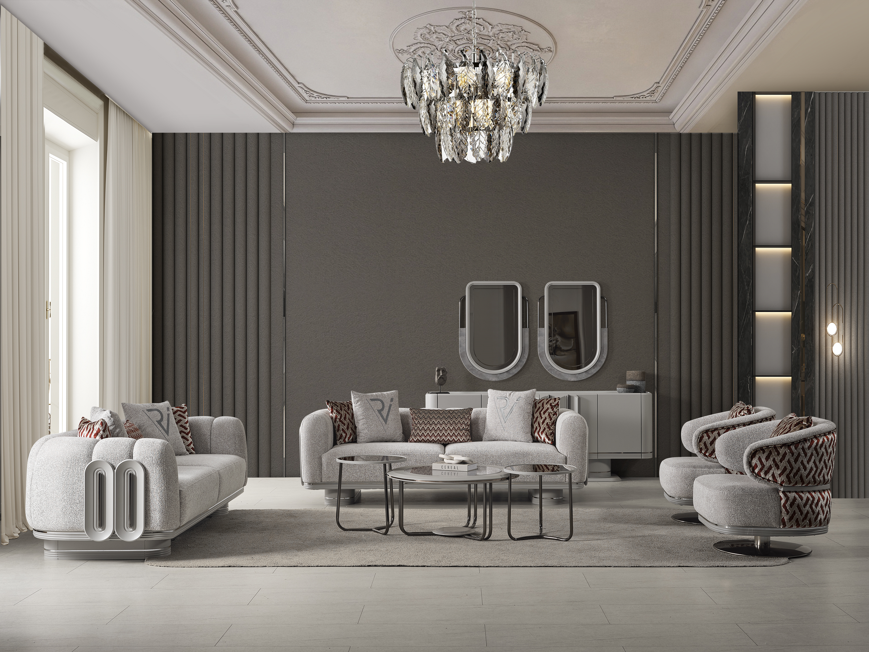 PRADA SİS GRİ KOLTUK TAKIMI