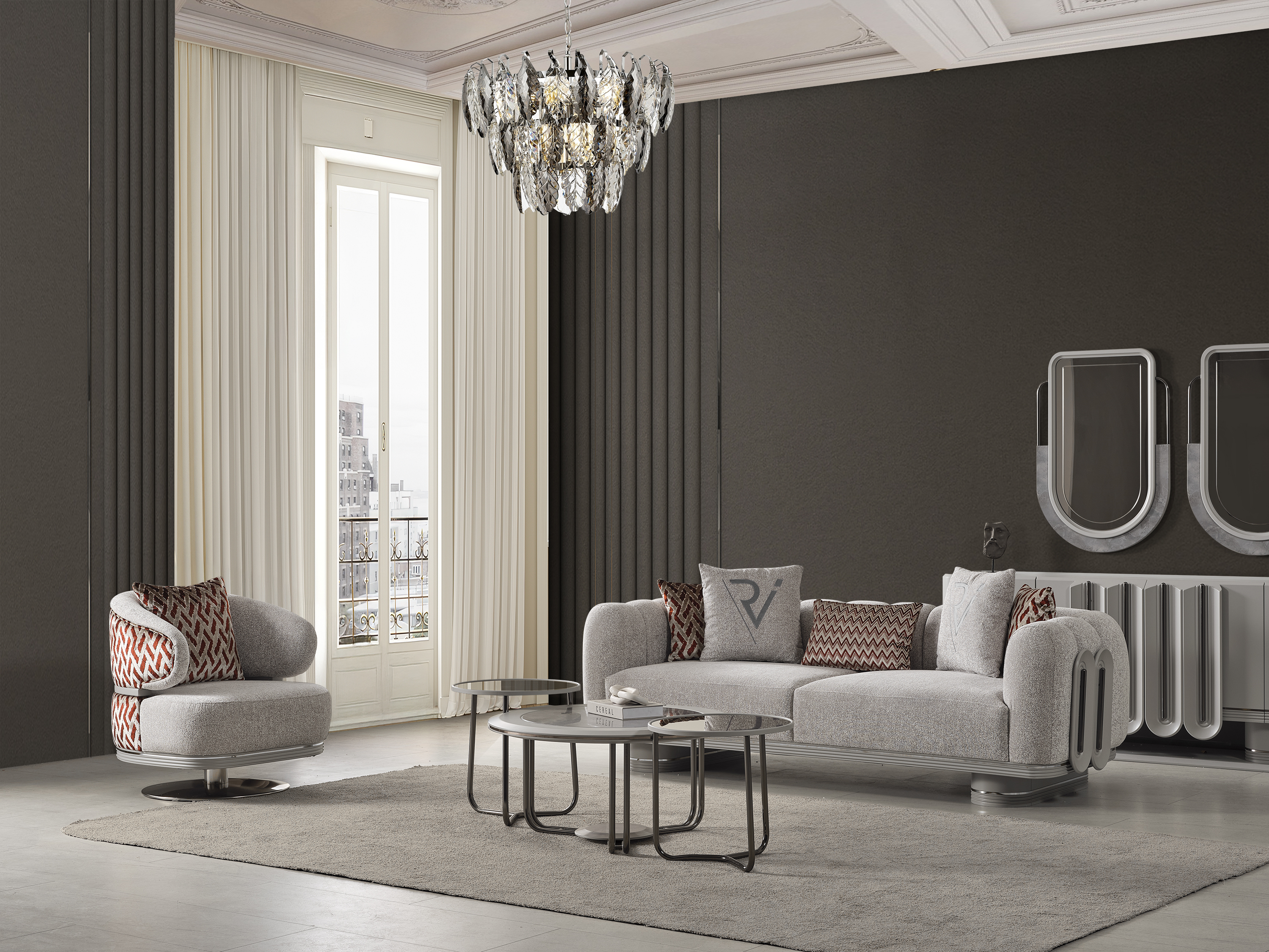 PRADA SİS GRİ KOLTUK TAKIMI