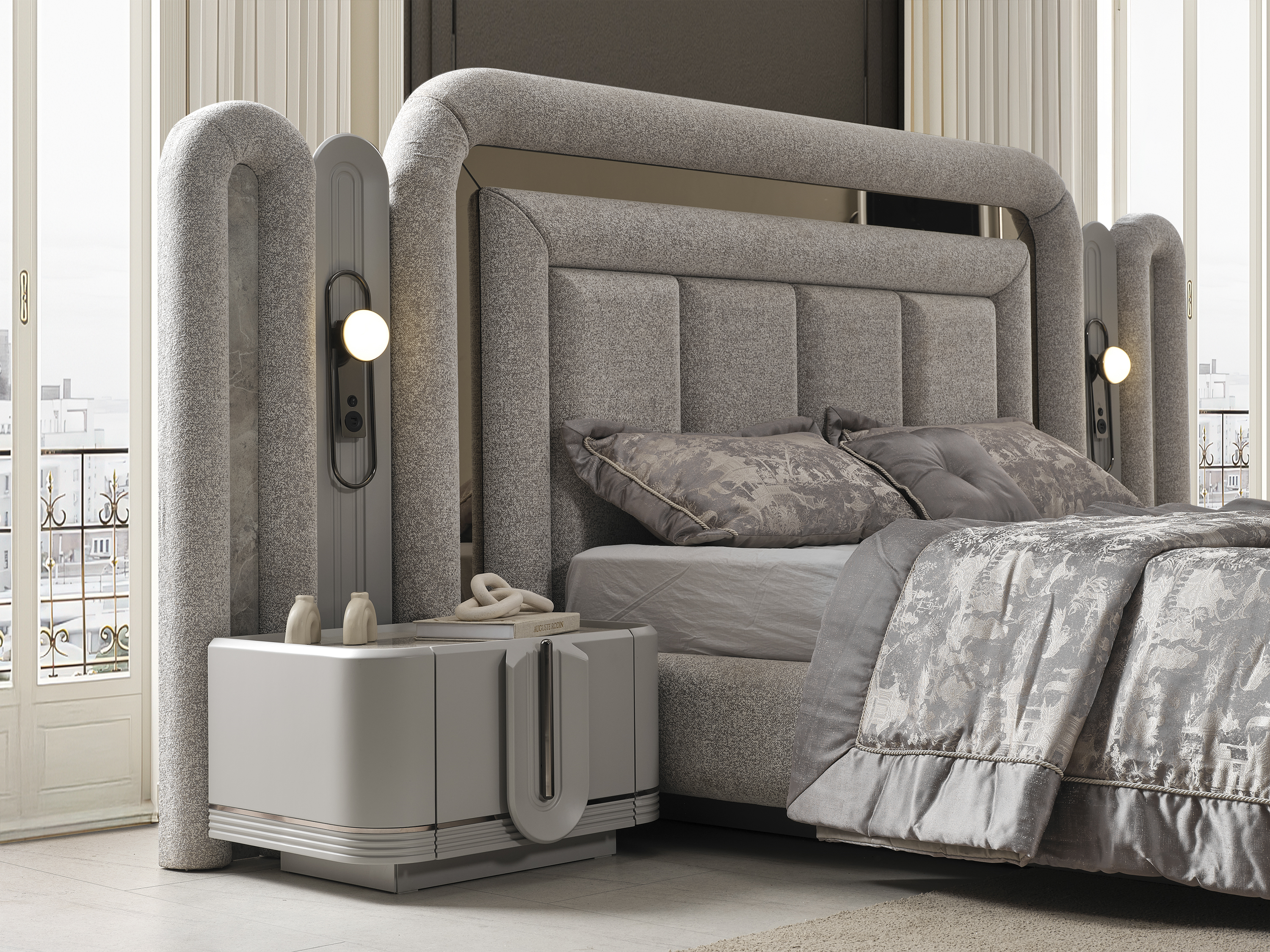 PRADA SİS GRİ YATAK ODASI TAKIMI