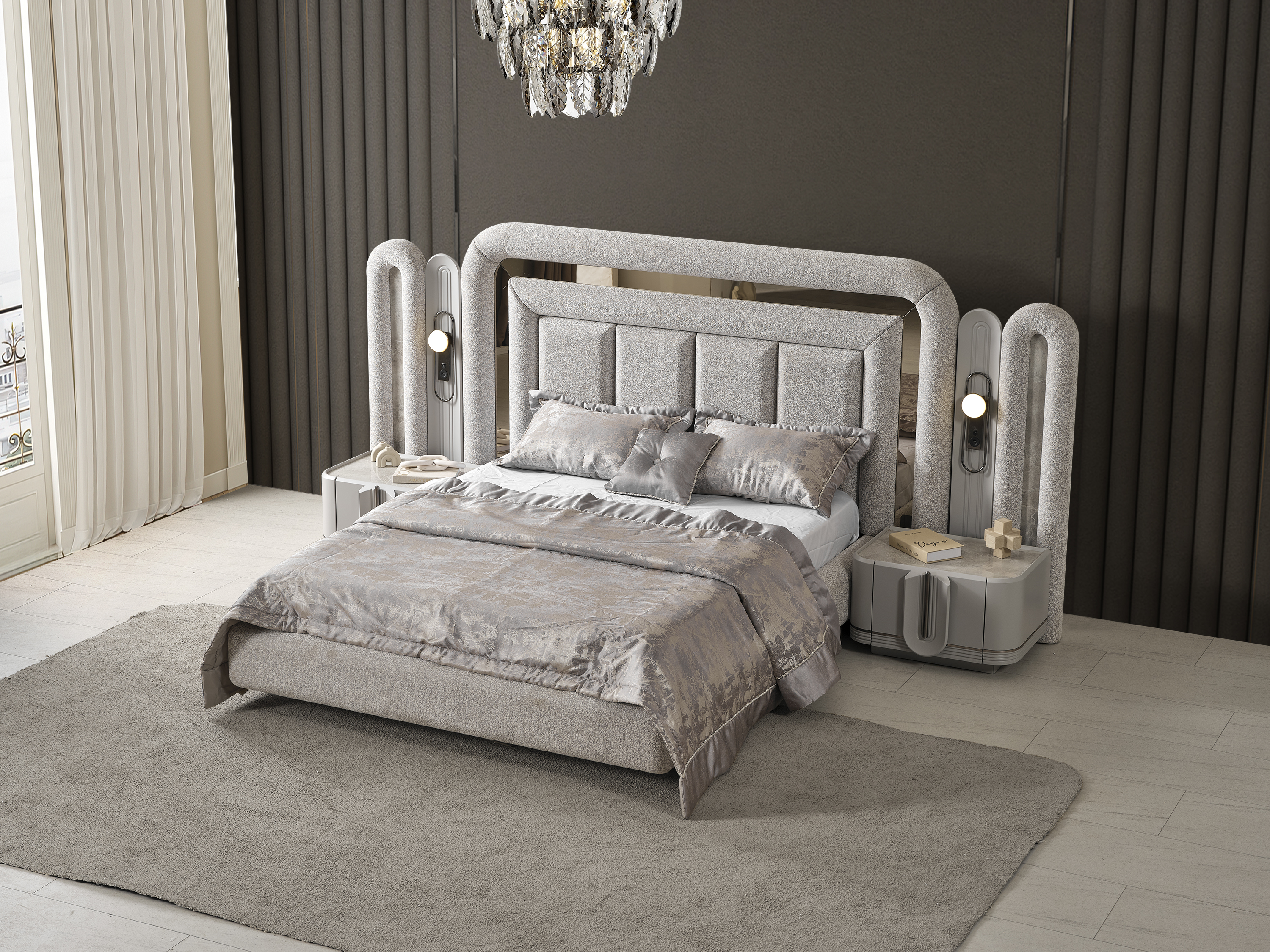 PRADA SİS GRİ YATAK ODASI TAKIMI