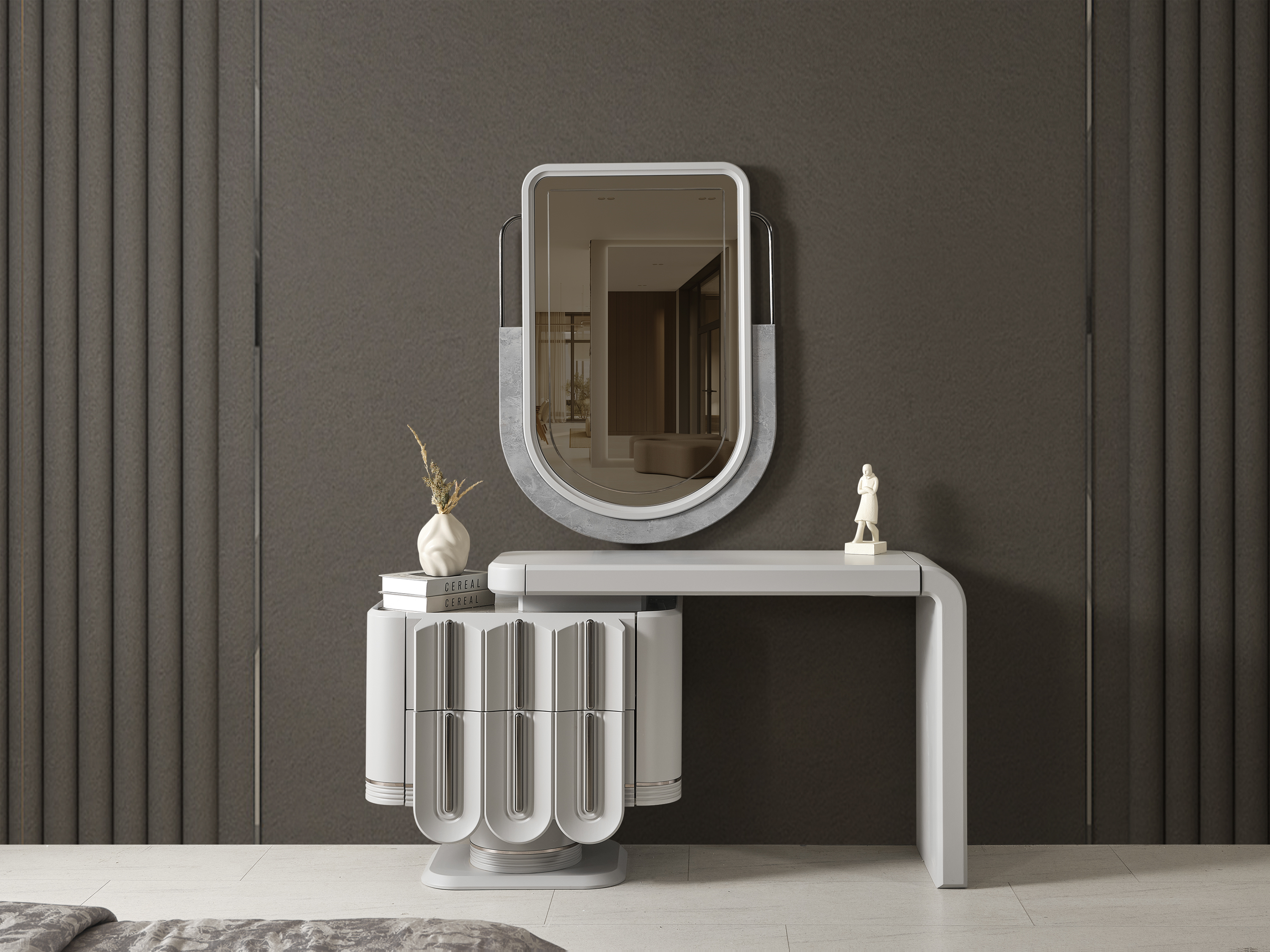 PRADA SİS GRİ YATAK ODASI TAKIMI