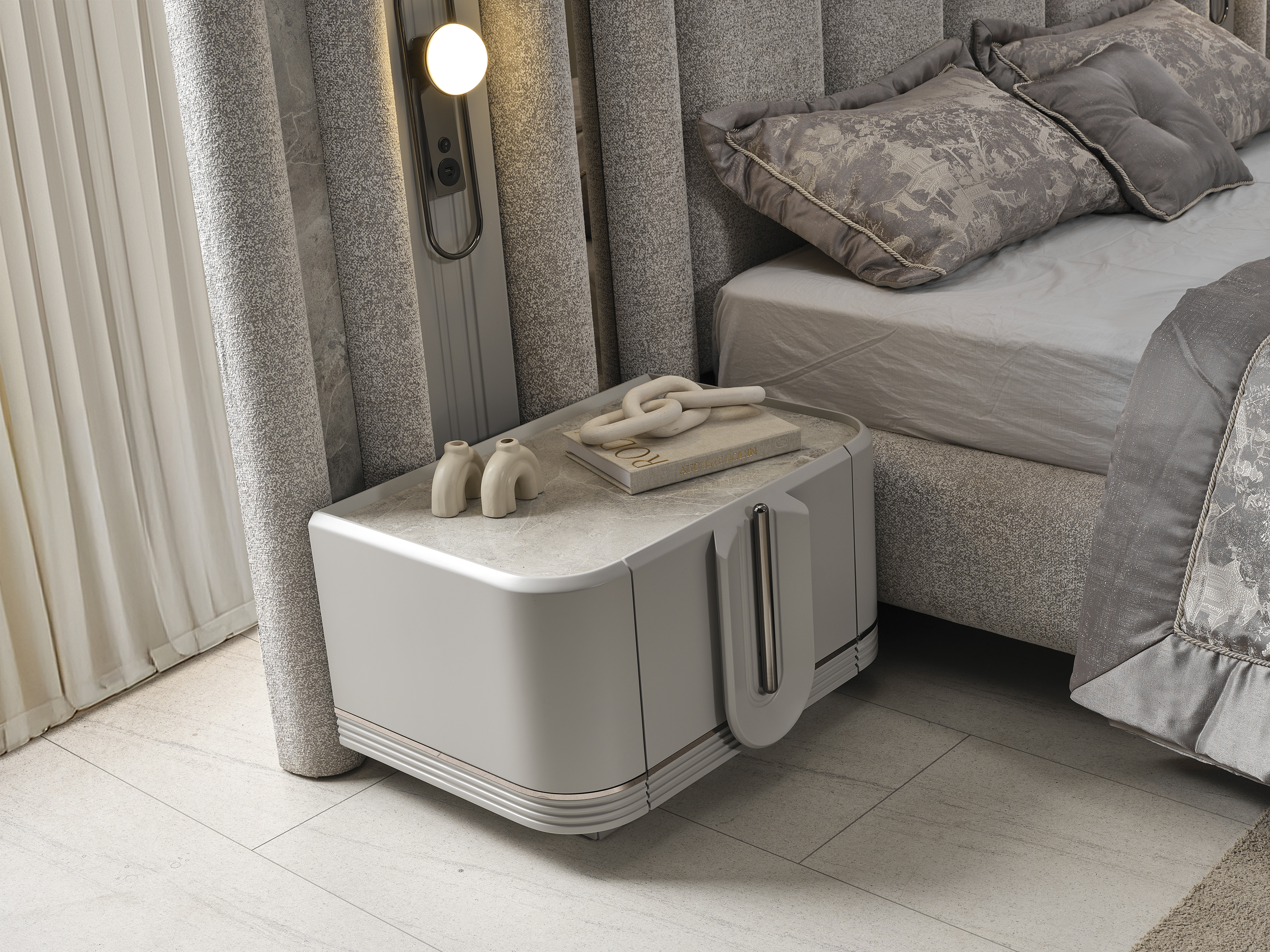 PRADA SİS GRİ YATAK ODASI TAKIMI