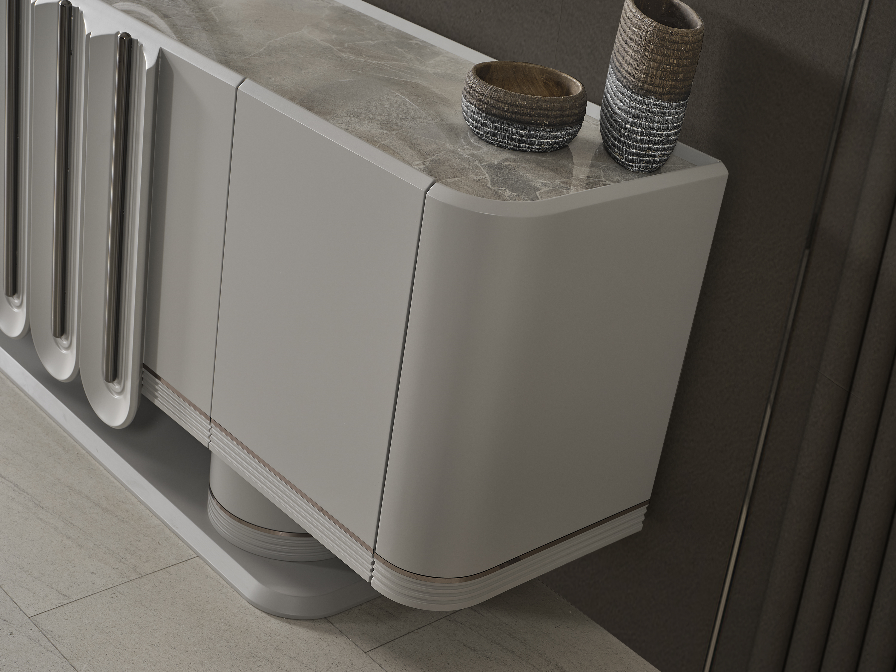 PRADA SİS GRİ YEMEK ODASI TAKIMI