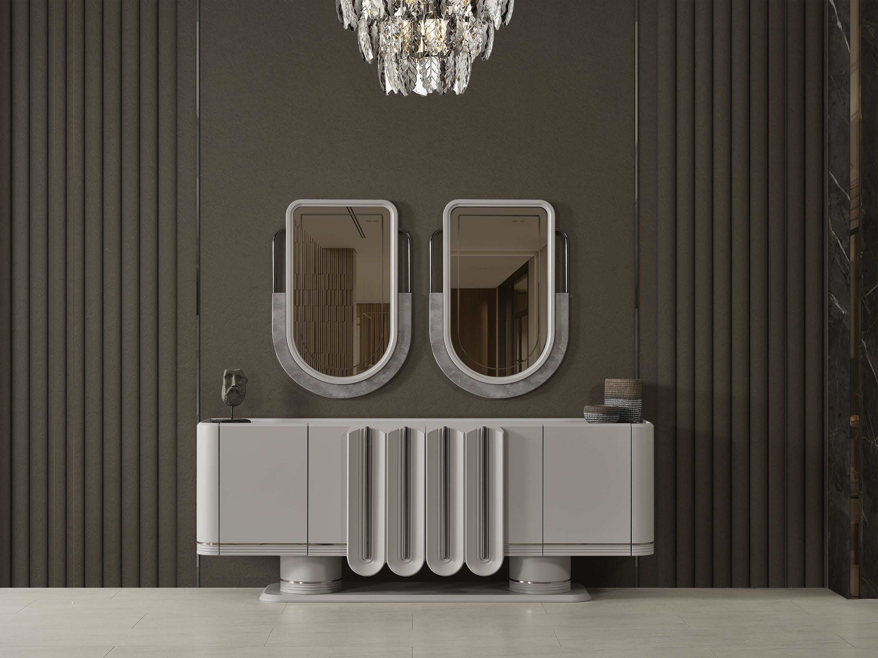 PRADA SİS GRİ YEMEK ODASI TAKIMI