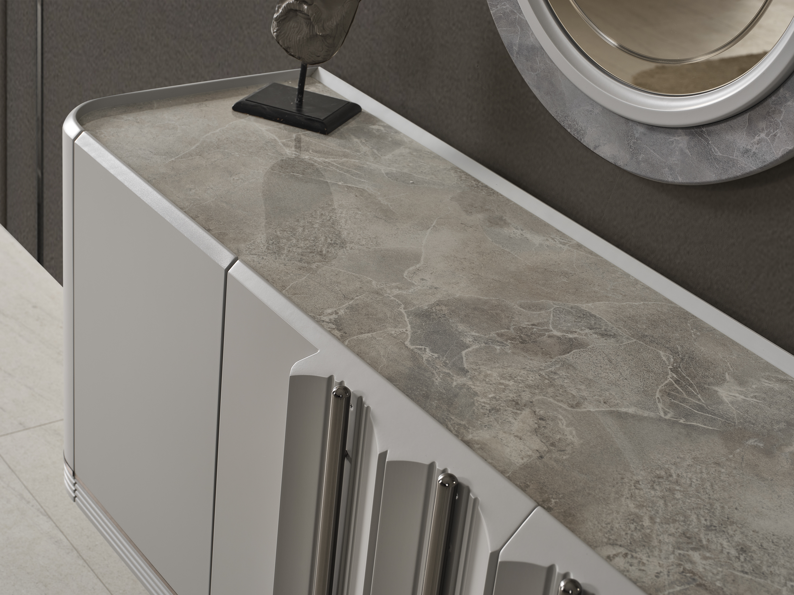 PRADA SİS GRİ YEMEK ODASI TAKIMI