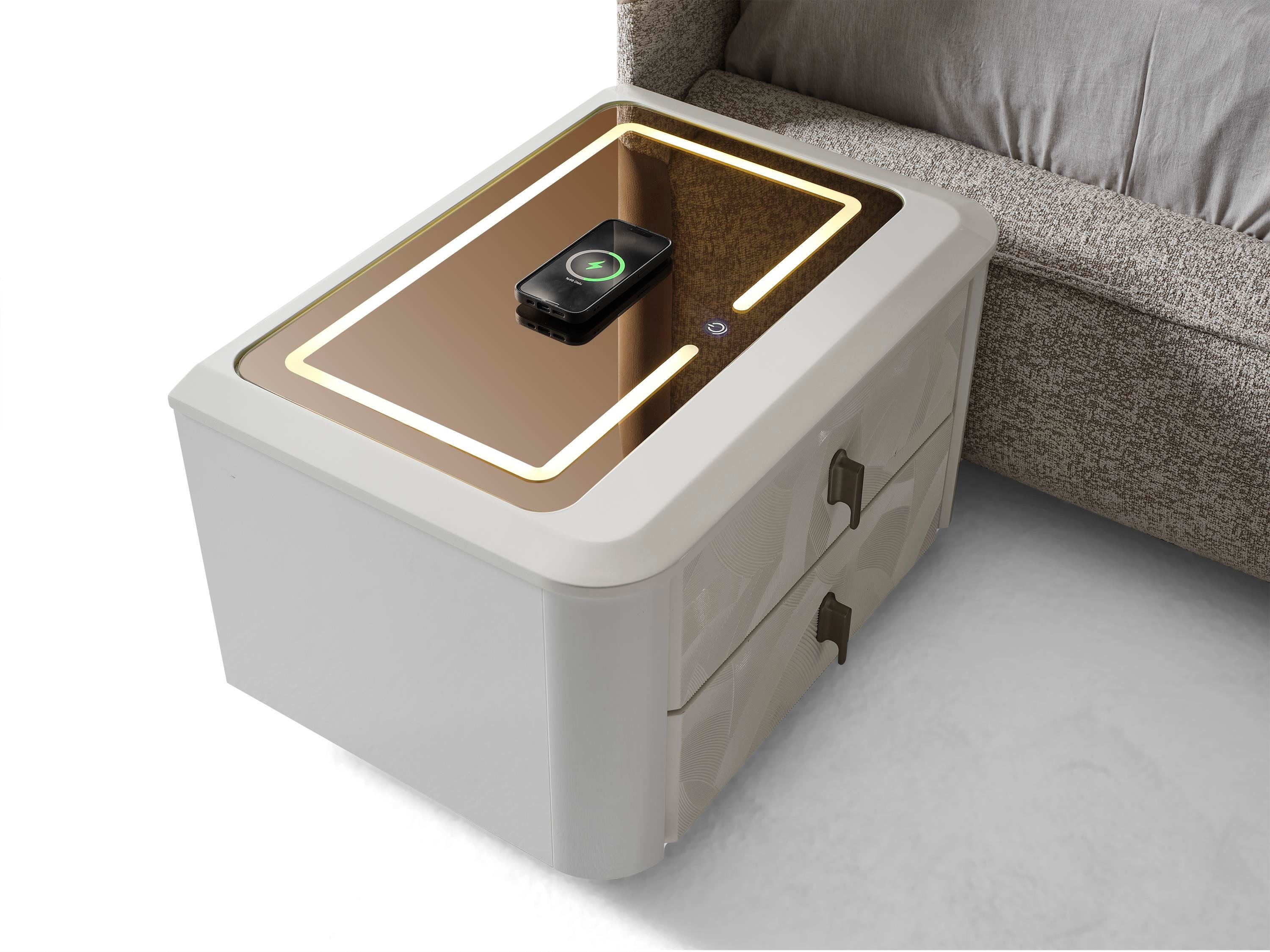 VOYAGE KOMODİN  LEDLİ CAMLI