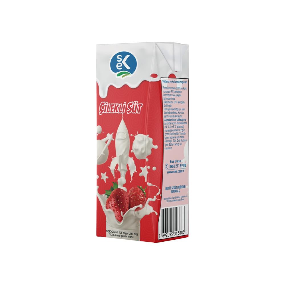 SEK %1 Yağlı Çilekli Süt 180 ML x 27