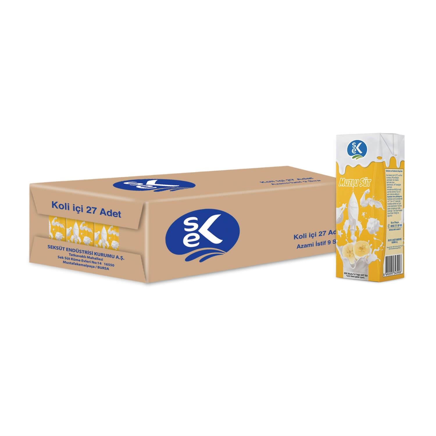 SEK %1 Yağlı Muzlu Süt 180 ML x 27
