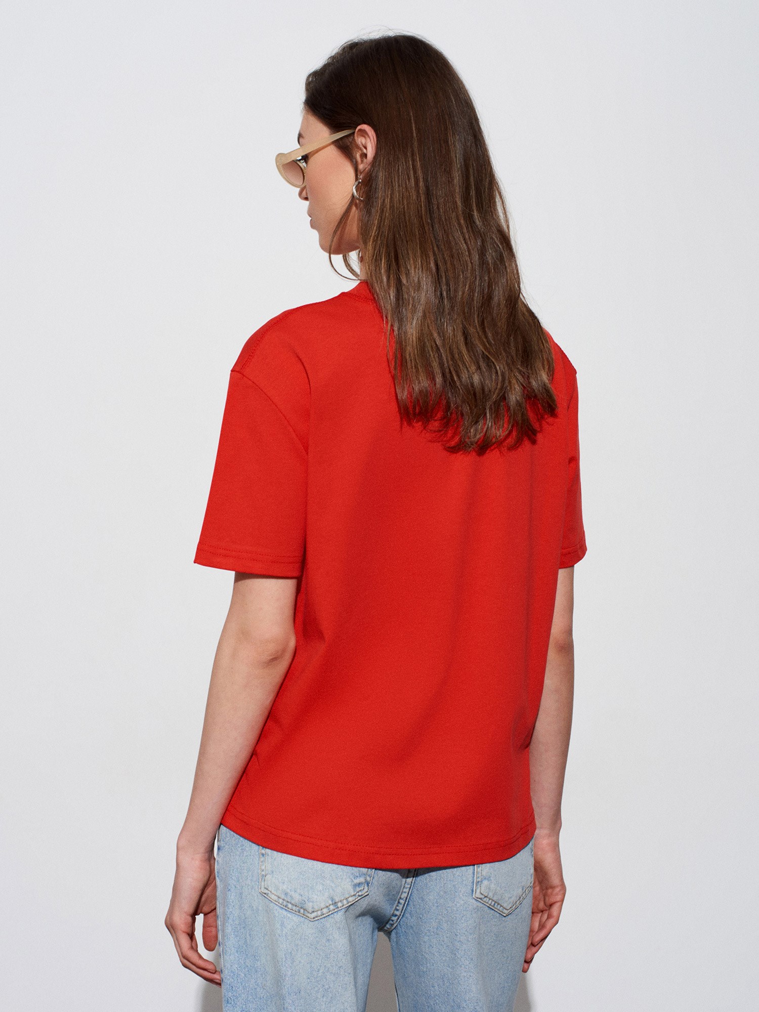 Dekoratif Dikişli Bisiklet Yaka Tshirt