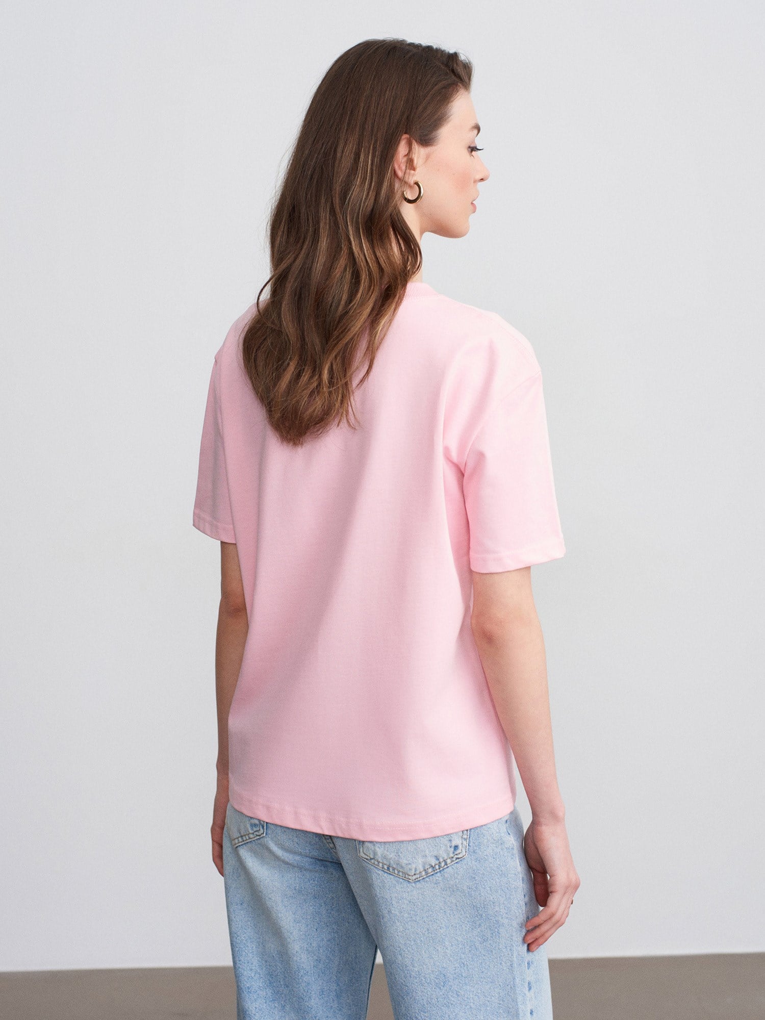 Dekoratif Dikişli Bisiklet Yaka Tshirt
