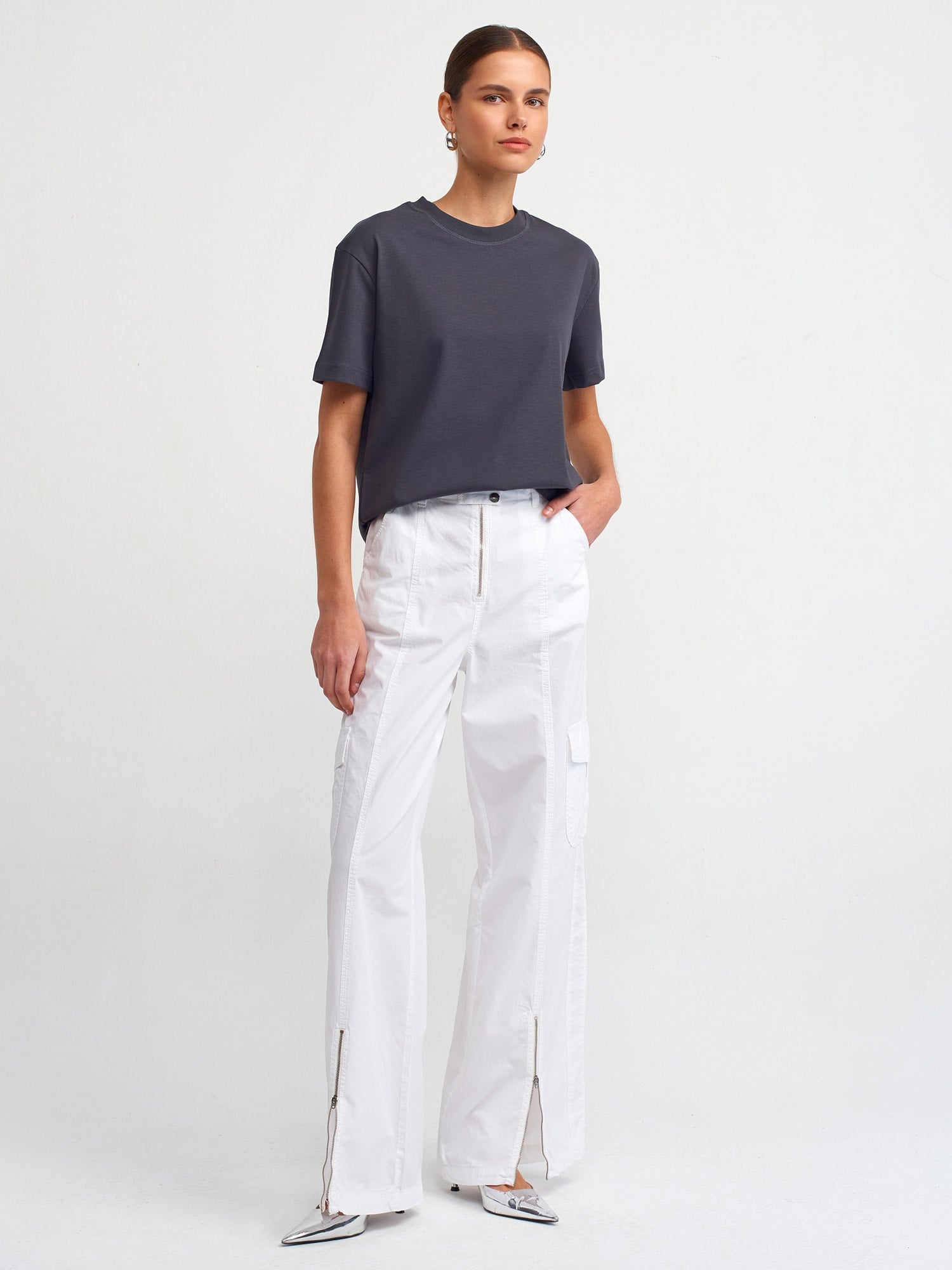 Dekoratif Dikişli Bisiklet Yaka Tshirt