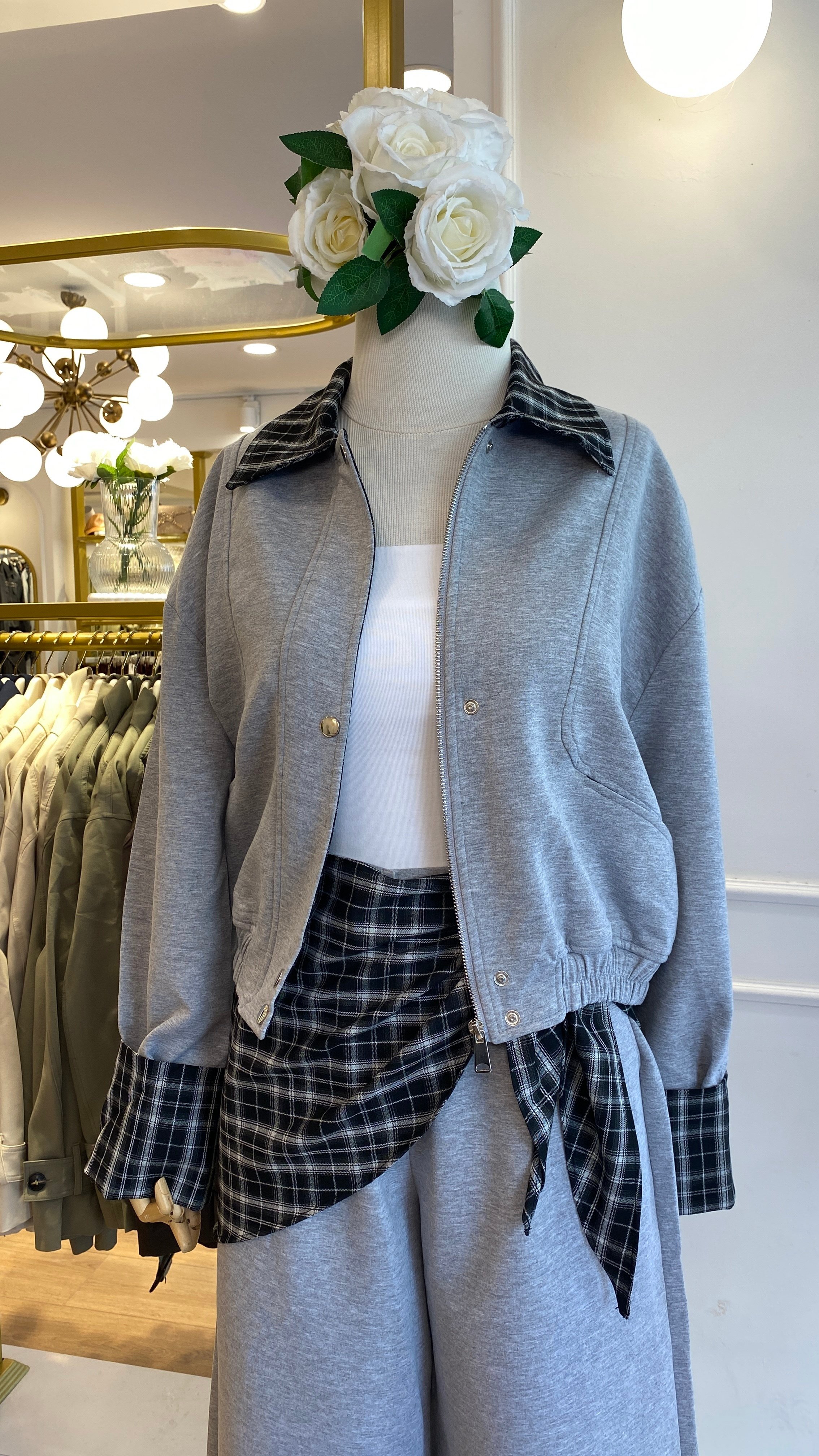 Ekose Detaylı Sweatshirt