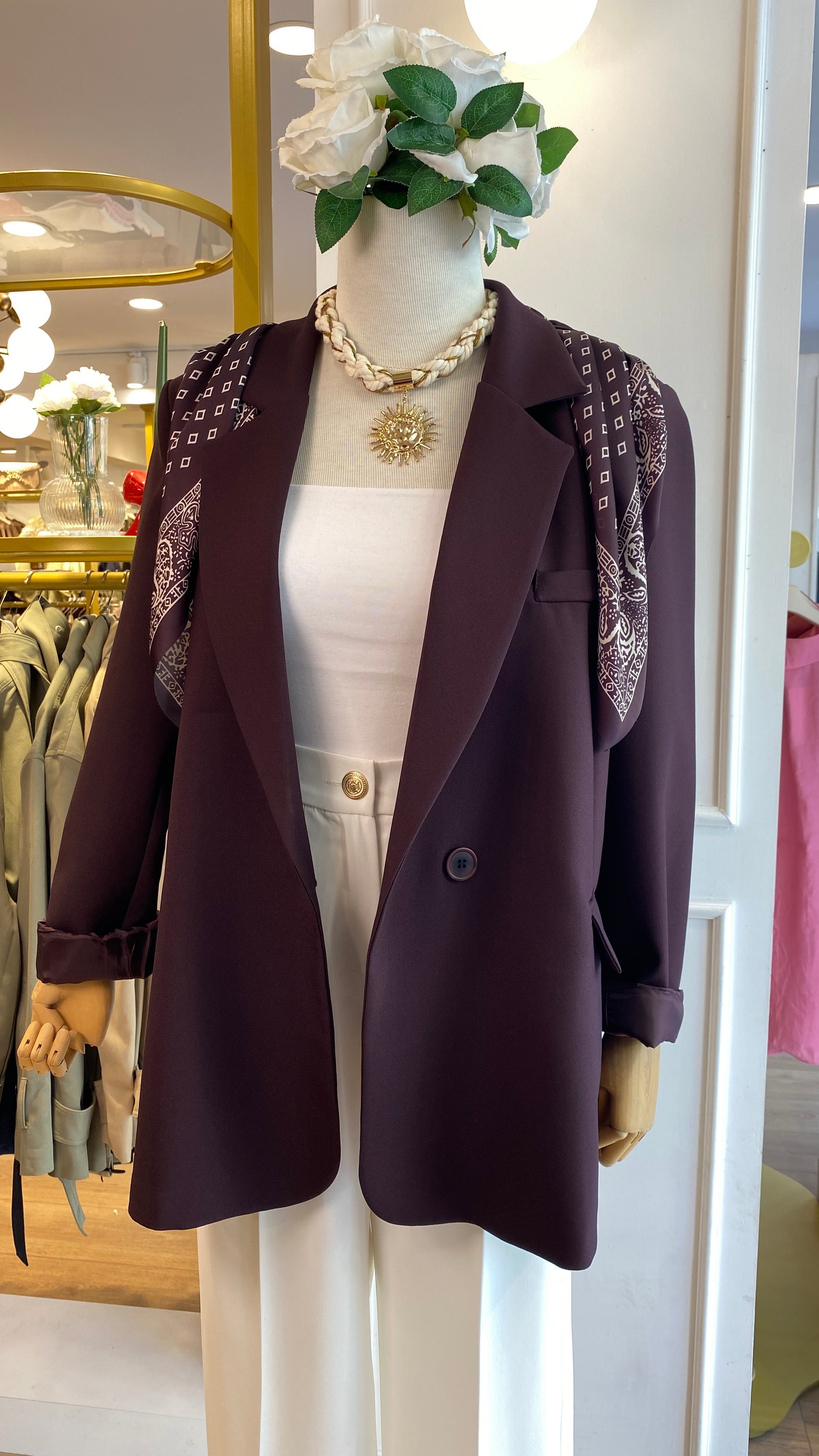 FULAR DETAYLI BLAZER CEKET