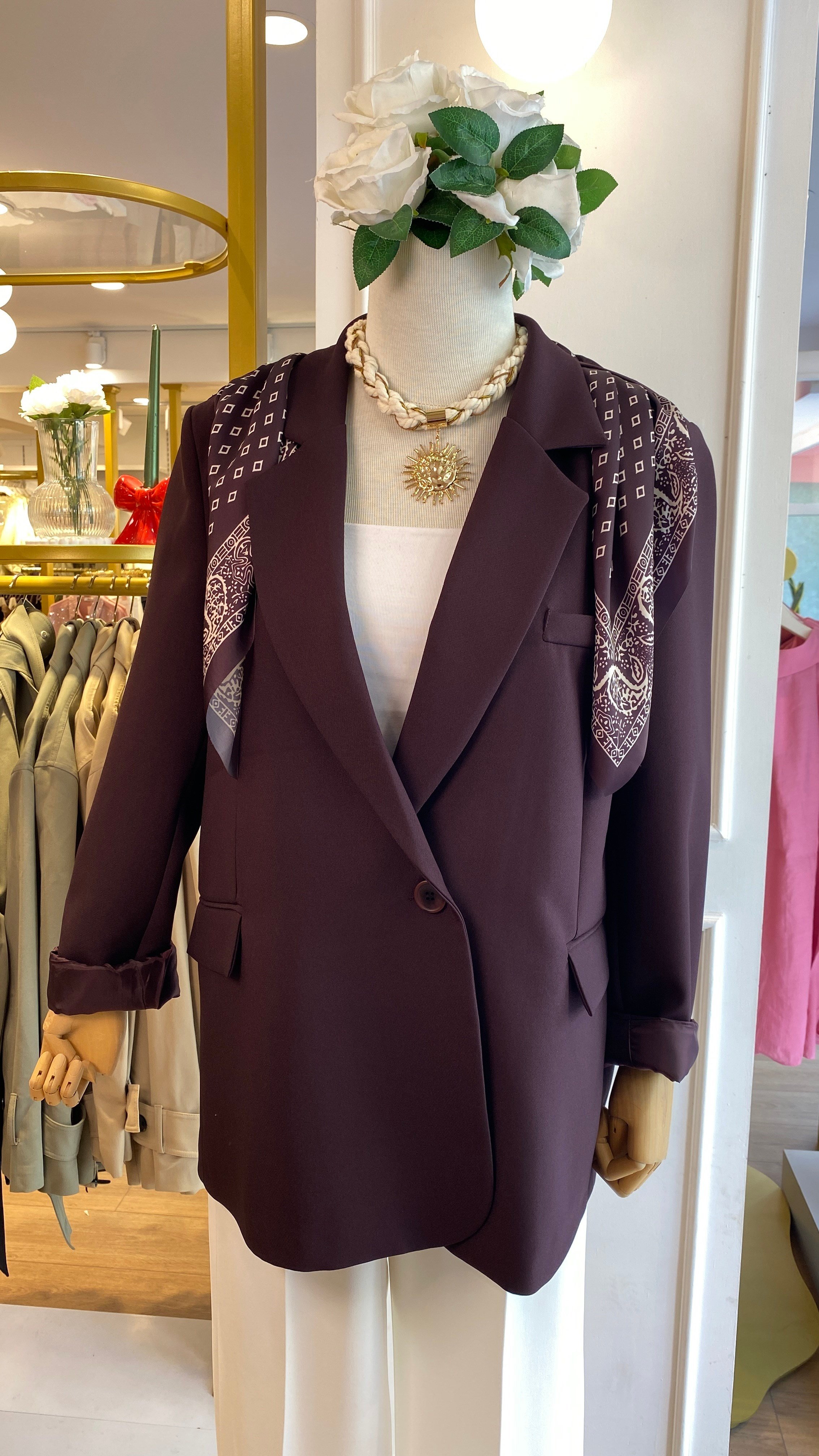 FULAR DETAYLI BLAZER CEKET