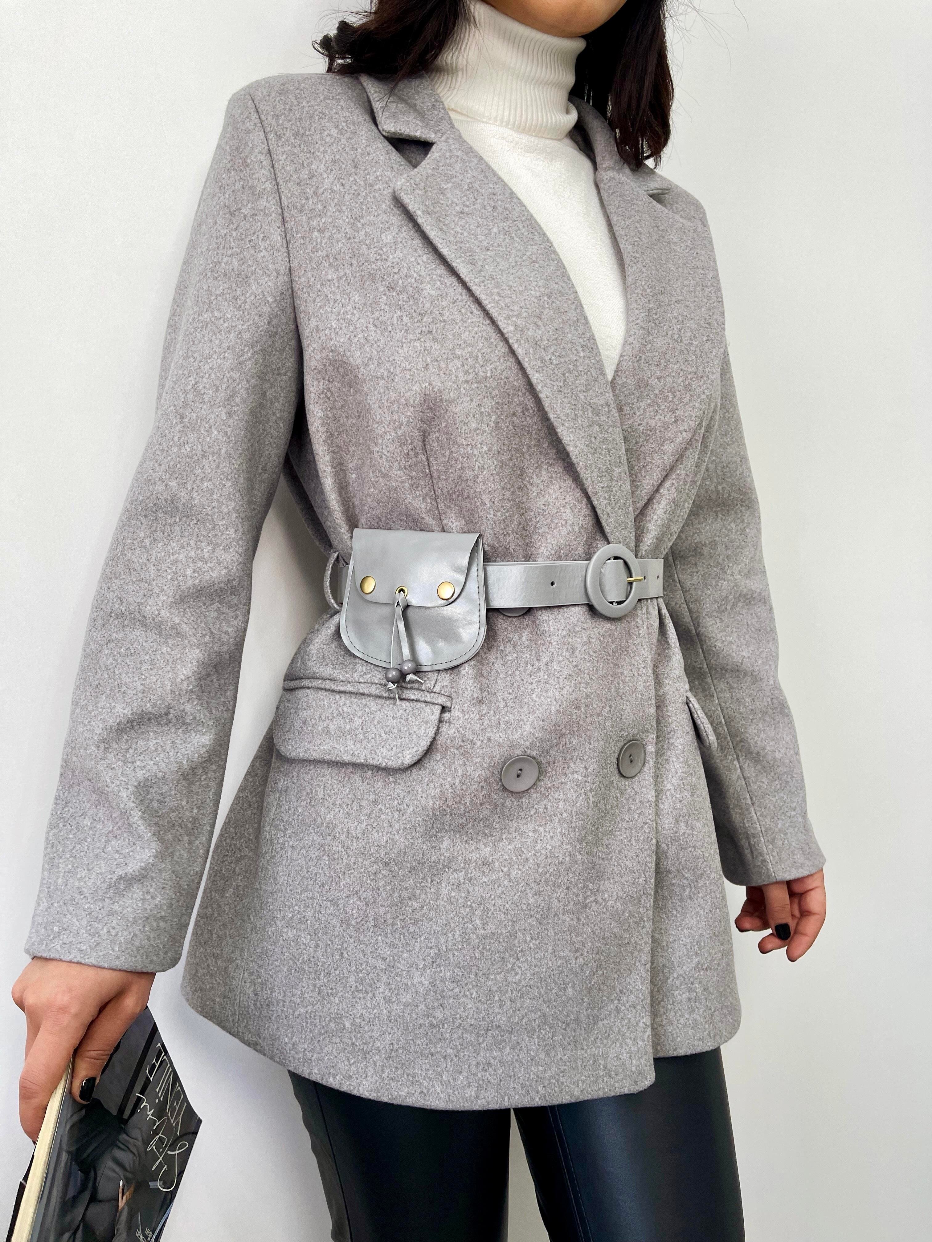 Gri Renk Astarlı Blazer Ceket