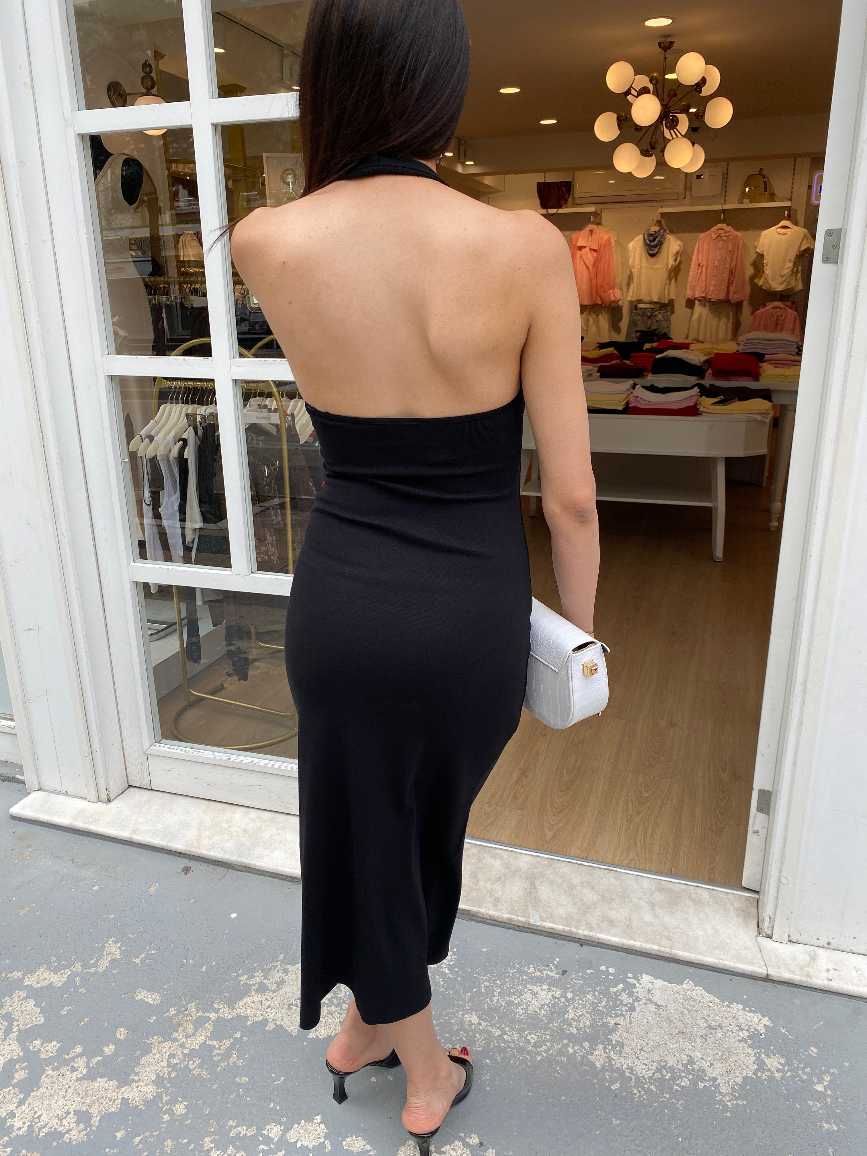HALTER YAKA MİDİ ELBİSE