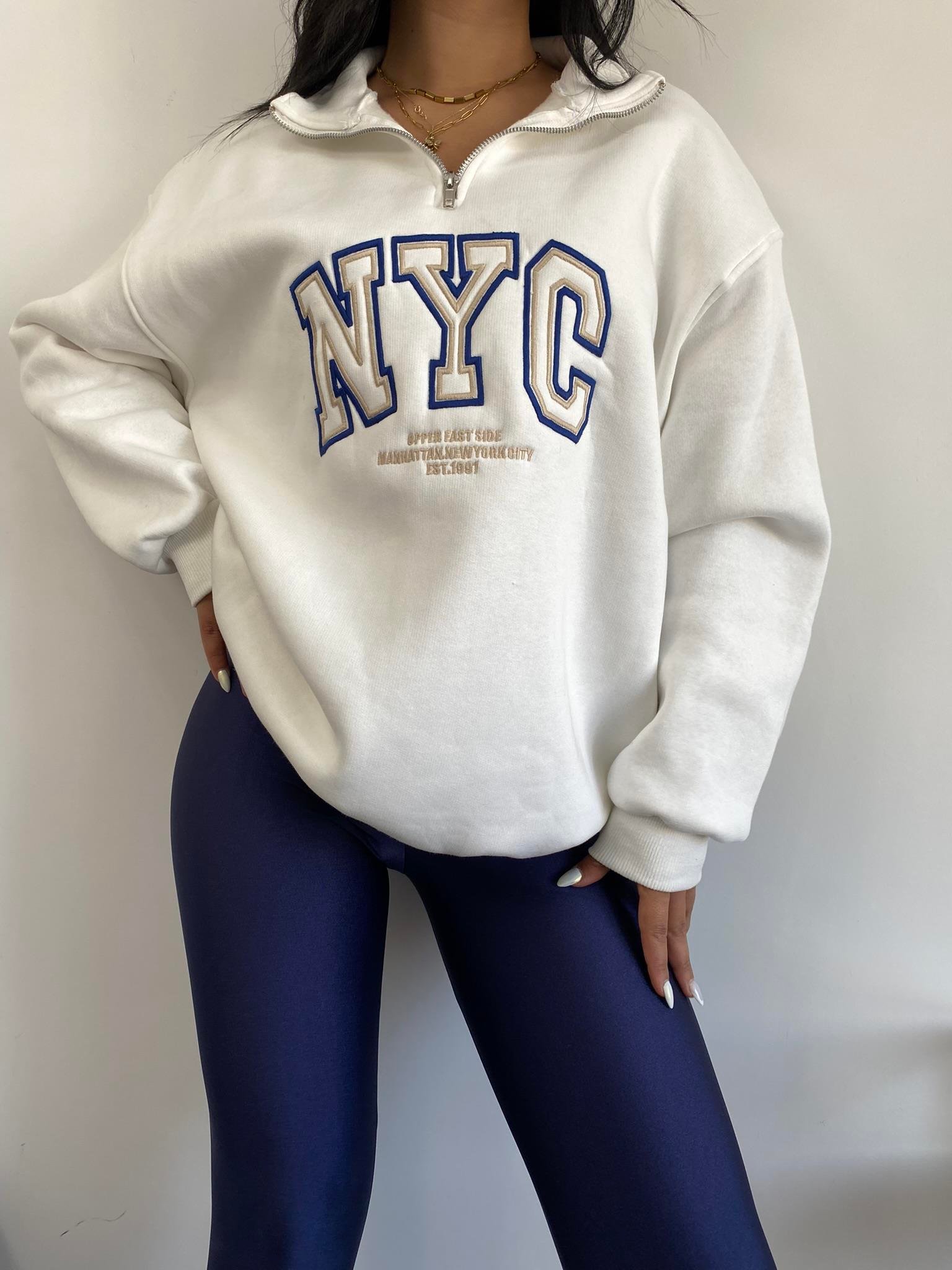 İçi Polarlı Baskılı Sweatshirt
