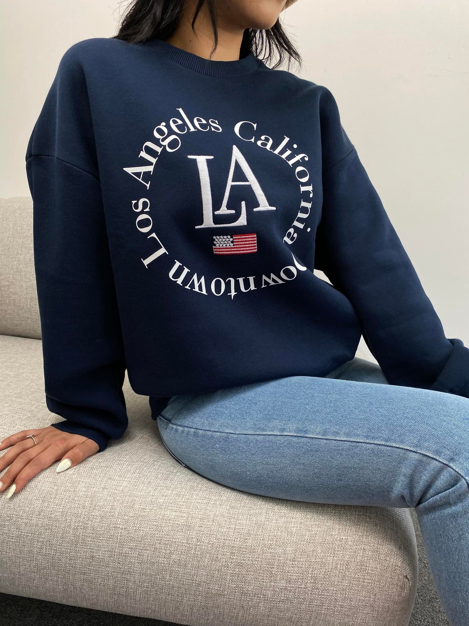 İçi Şardonlu California Baskılı Sweatshirt