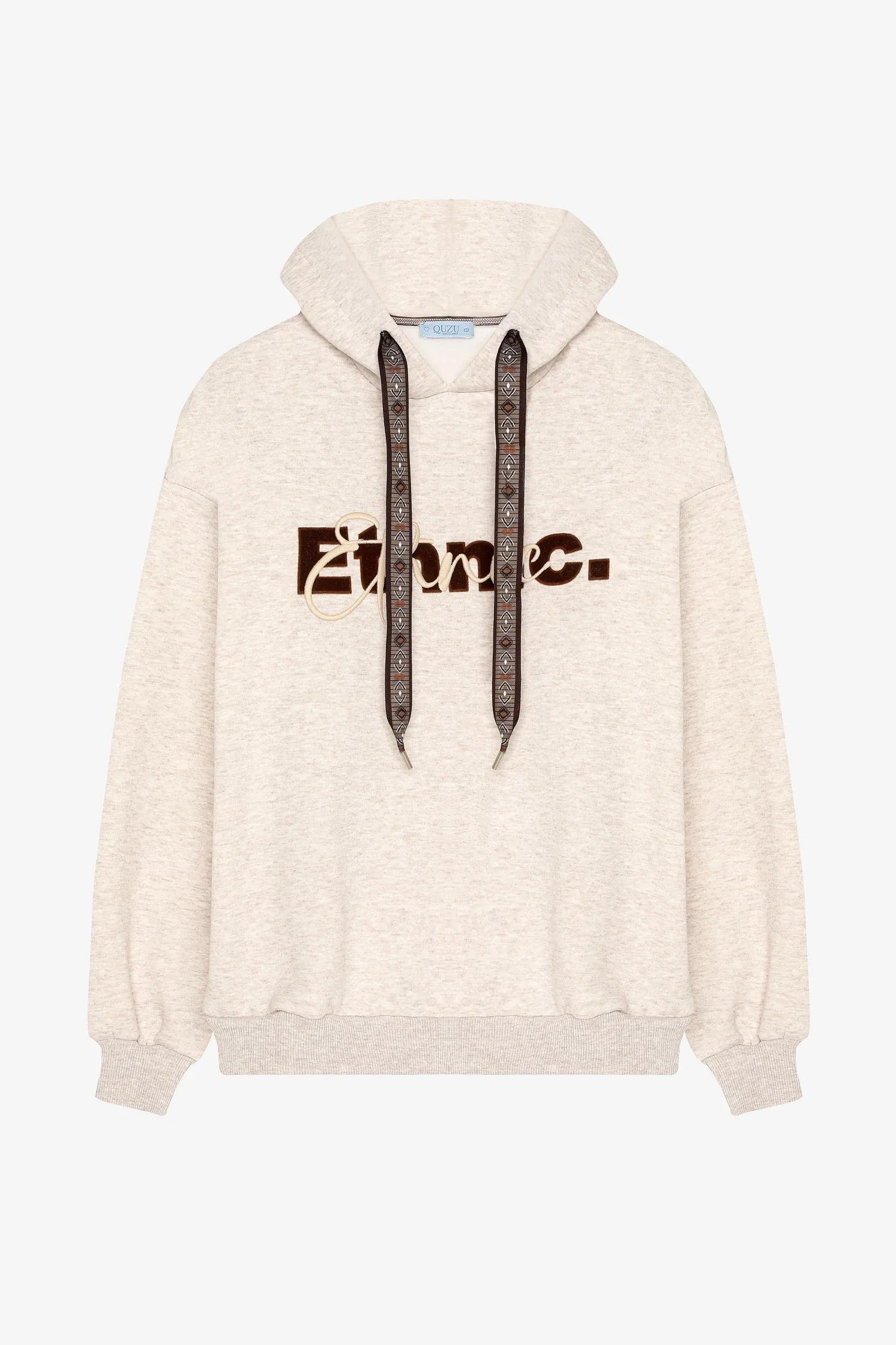 Kapüşonlu Kordon Detaylı Sweatshirt