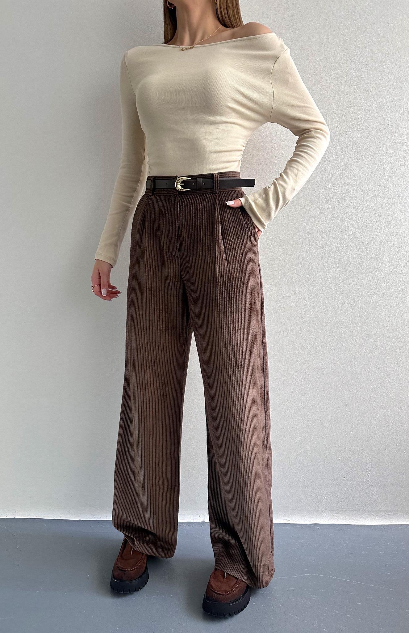 Kemerli Fitilli Pantolon