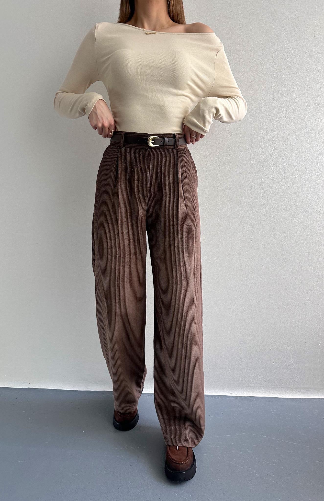 Kemerli Fitilli Pantolon