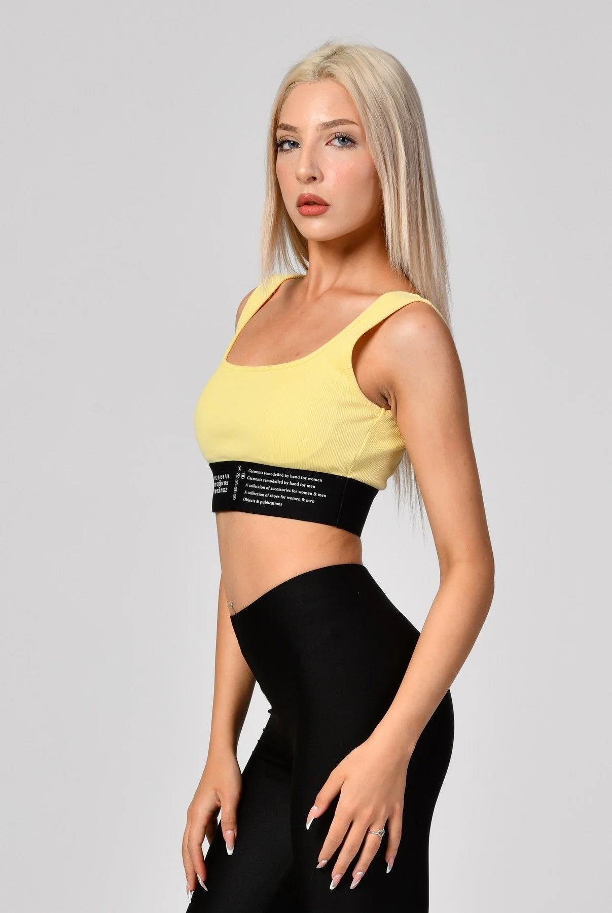 Lastik Detaylı Crop Top Atlet