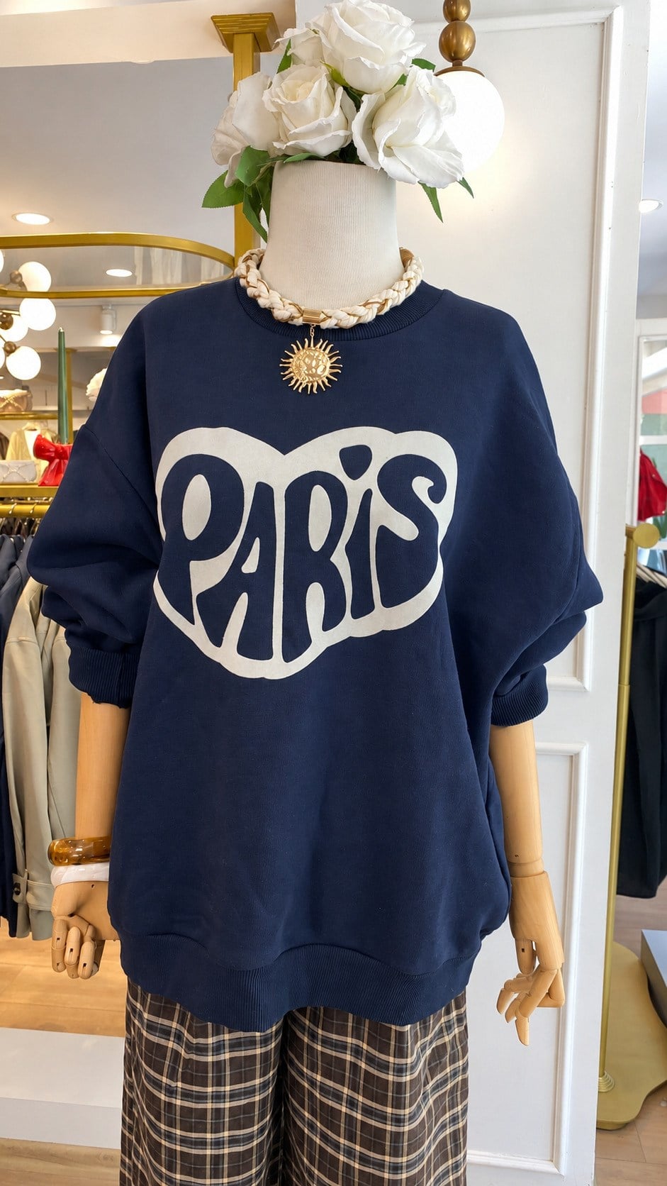 Paris Baskılı Oversize Sweatshirt