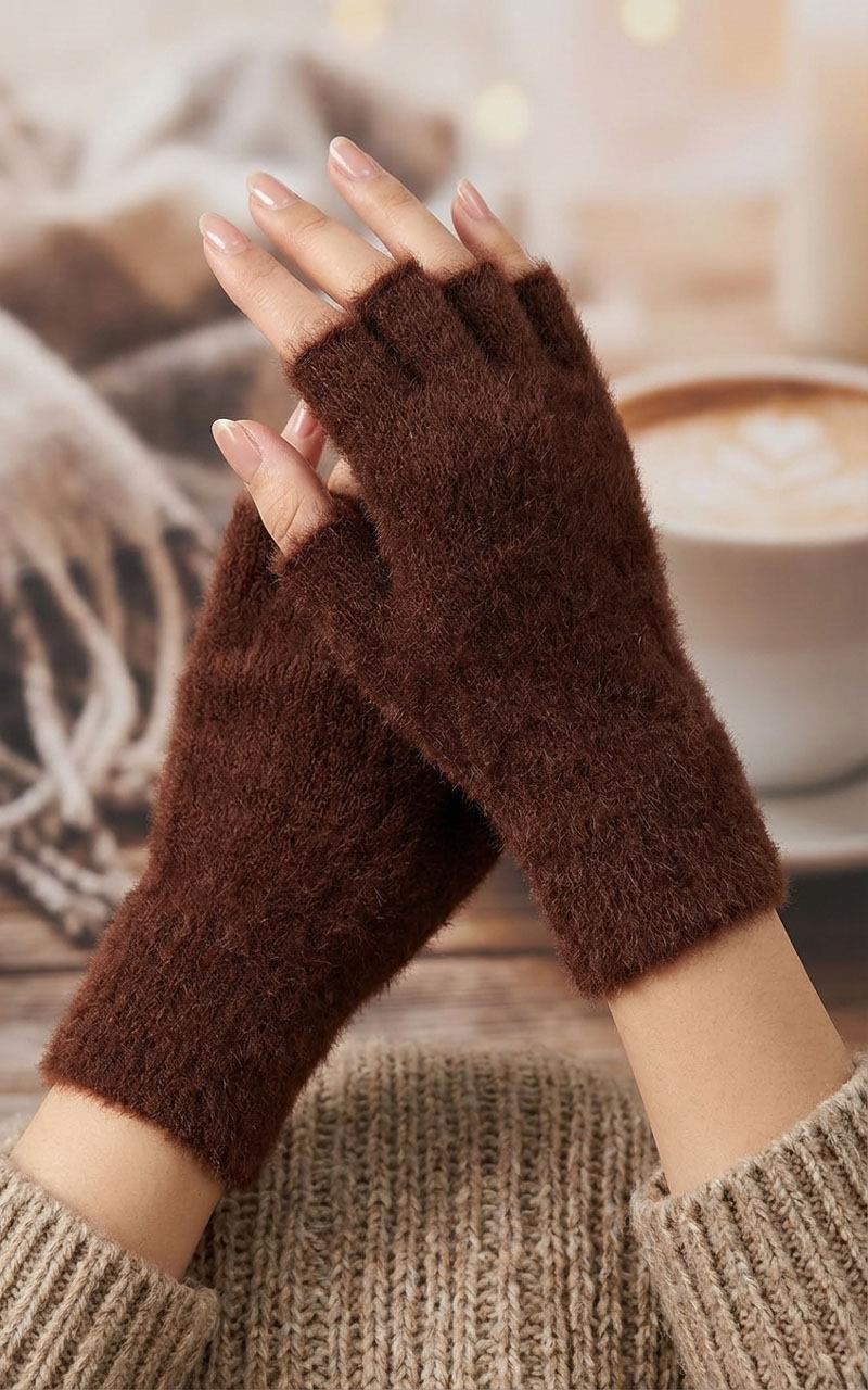 Kadın Peluş Kısa Parmak Eldiven