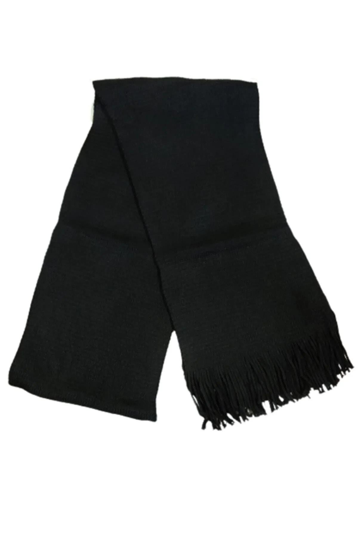 Siyah Unisex Örme Atkı