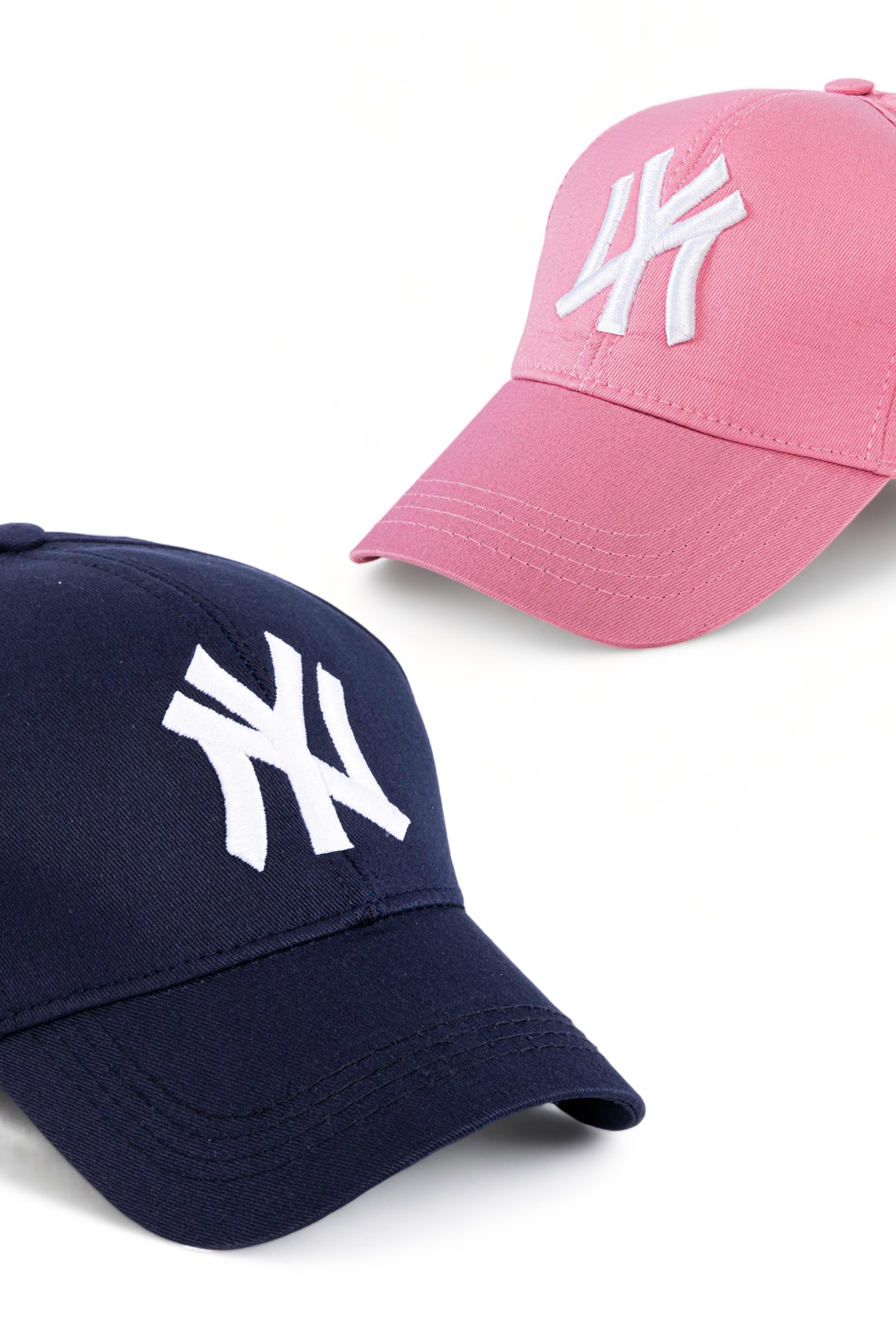 Unisex 2'li Set Lacivert ve Pembe  Ny New York Beyzbol Şapka
